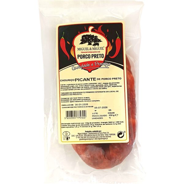 Chouriço Picante de Porco Preto Miguel & Miguel