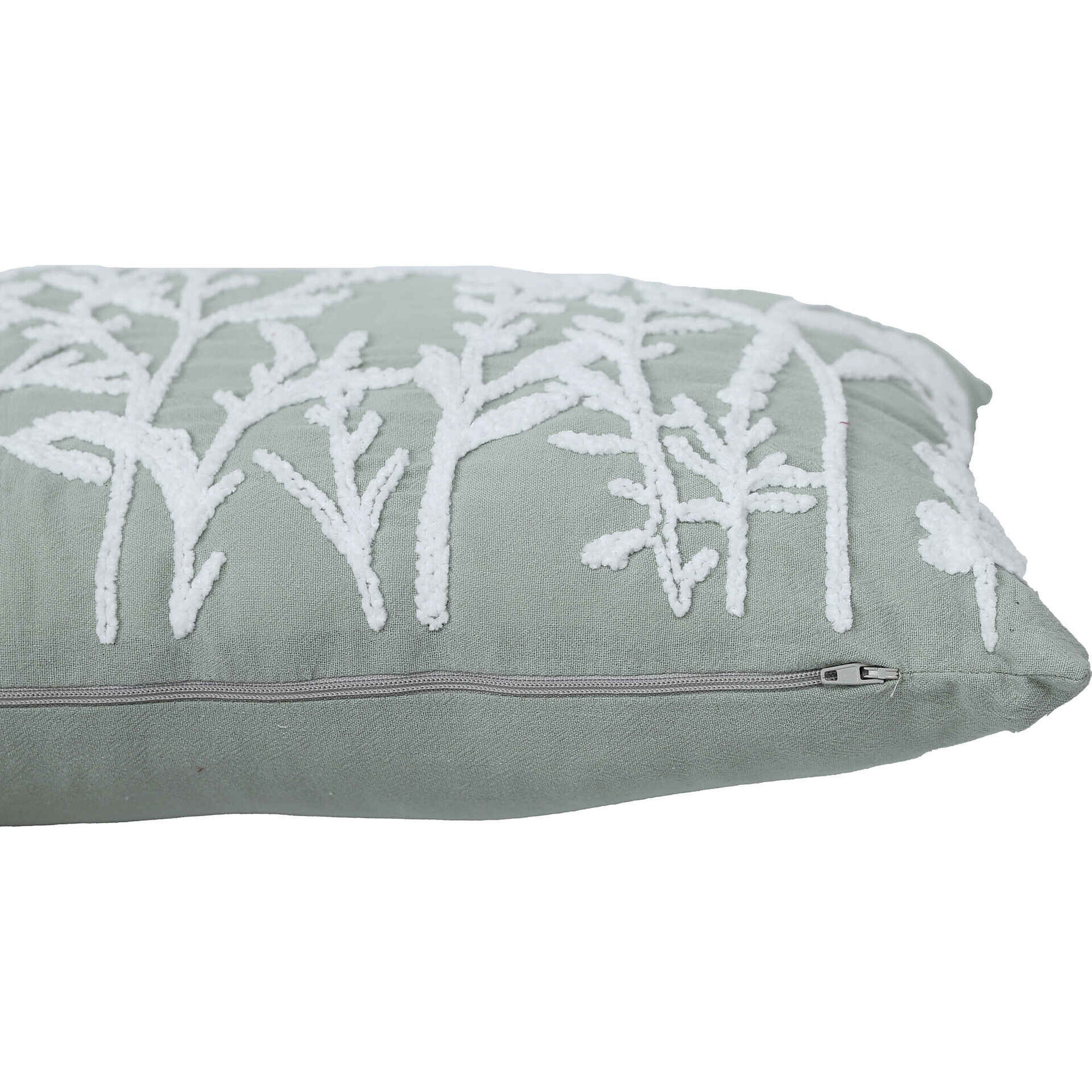 Almofada 30x50cm Flores Bordadas Verde Kasa