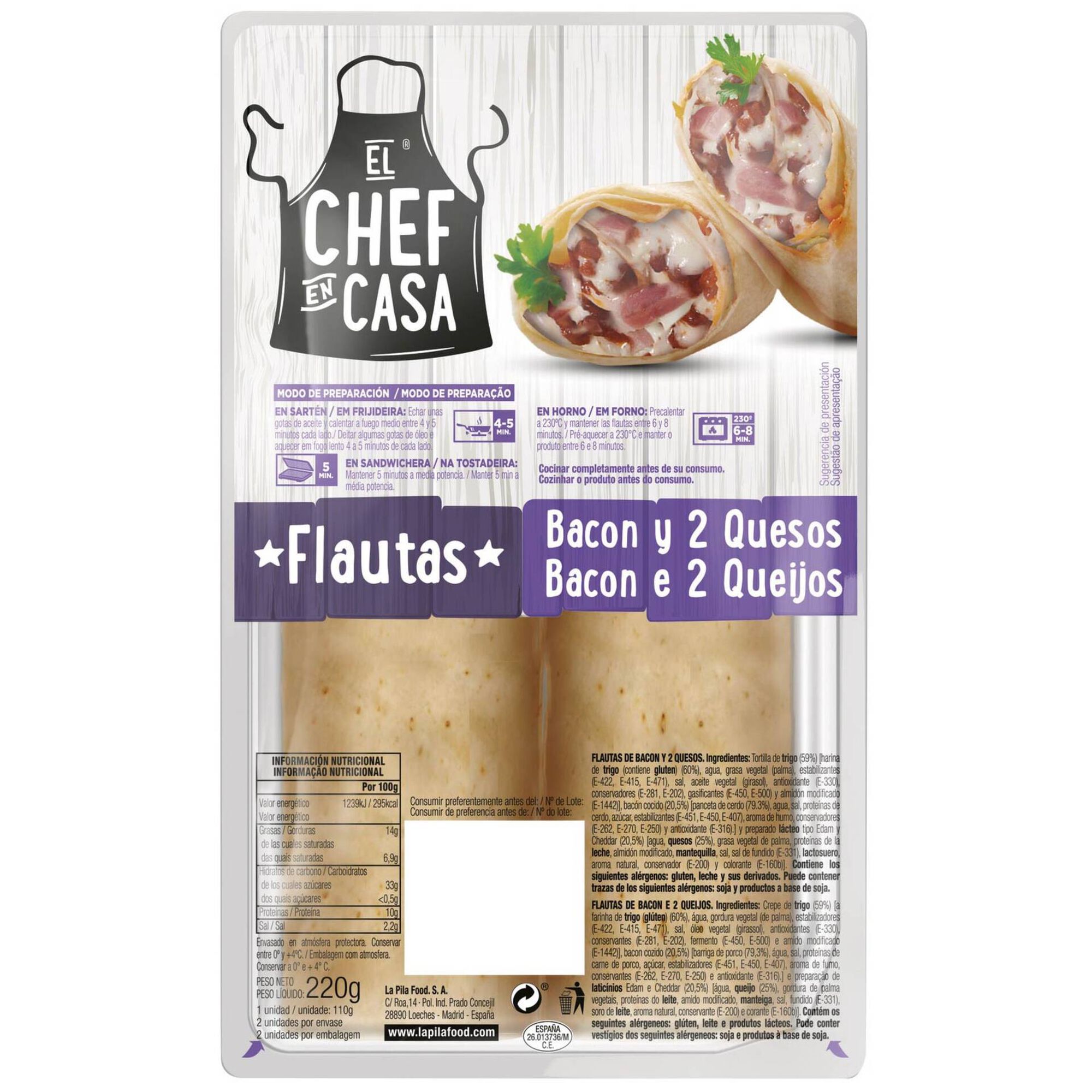 Flautas de Bacon e dois Queijos