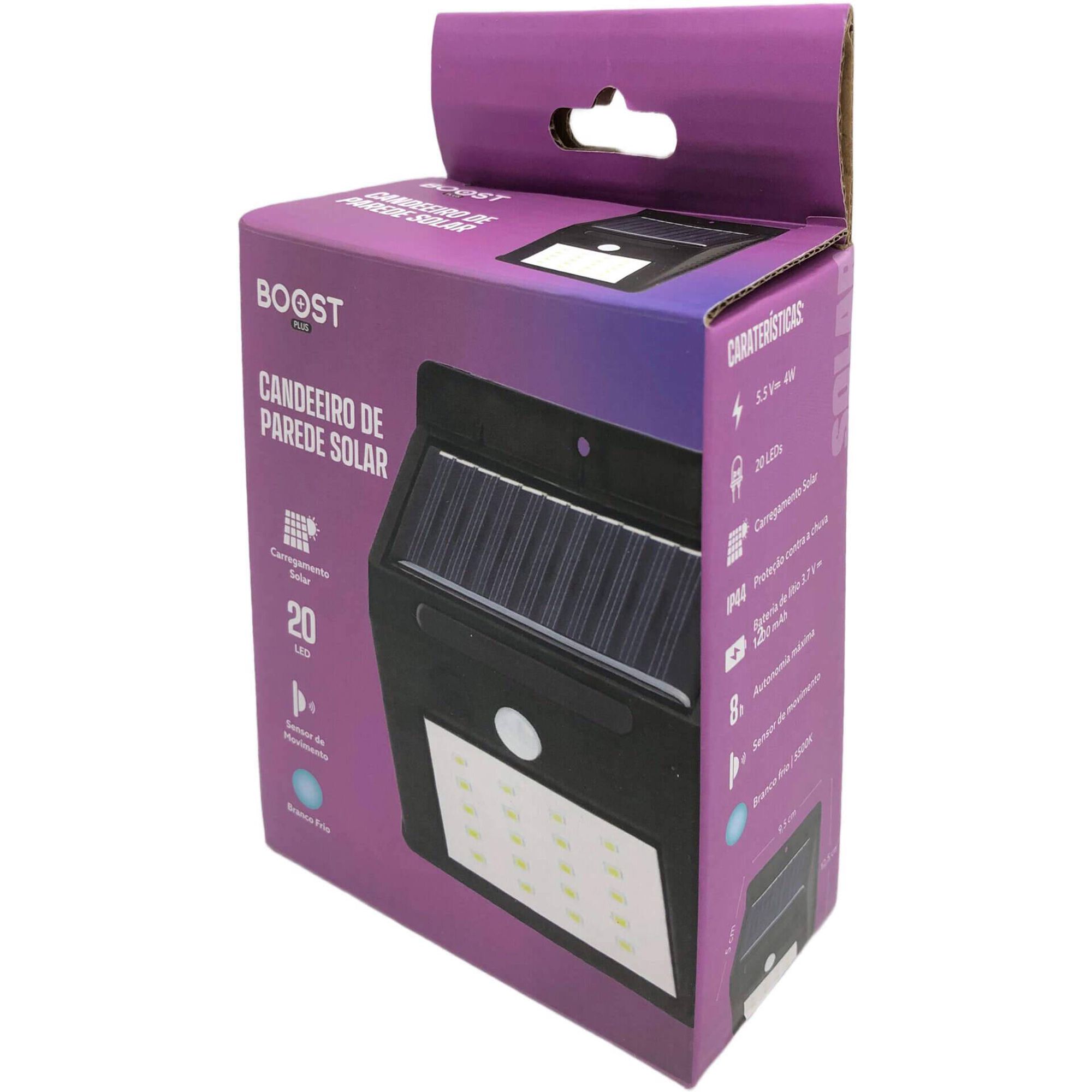 Candeeiro de Parede Solar com Sensor de Movimento Preto Boost