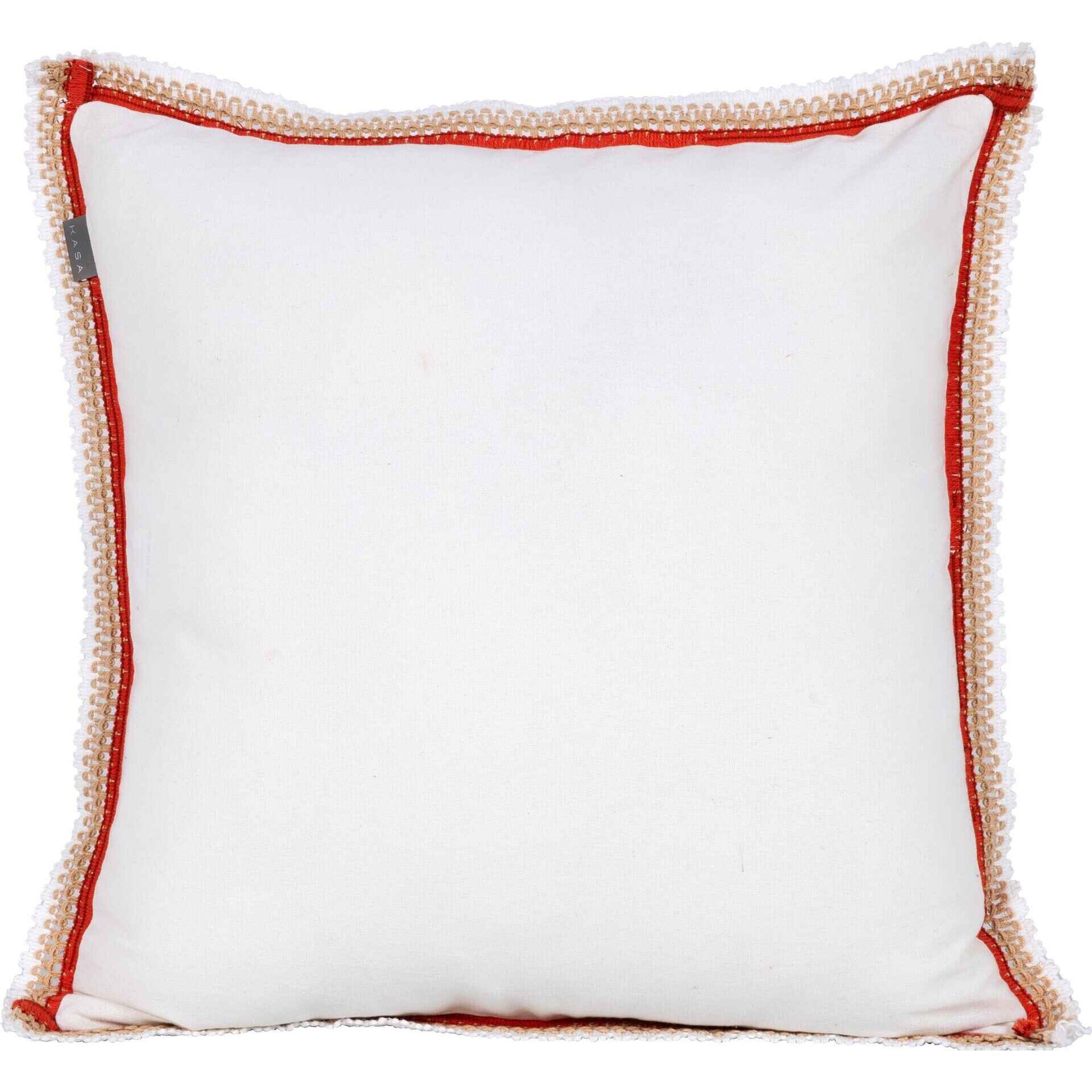 Almofada 45x45cm Branca com Rebordo Crochet Laranja