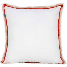 Almofada 45x45cm Branca com Rebordo Crochet Laranja
