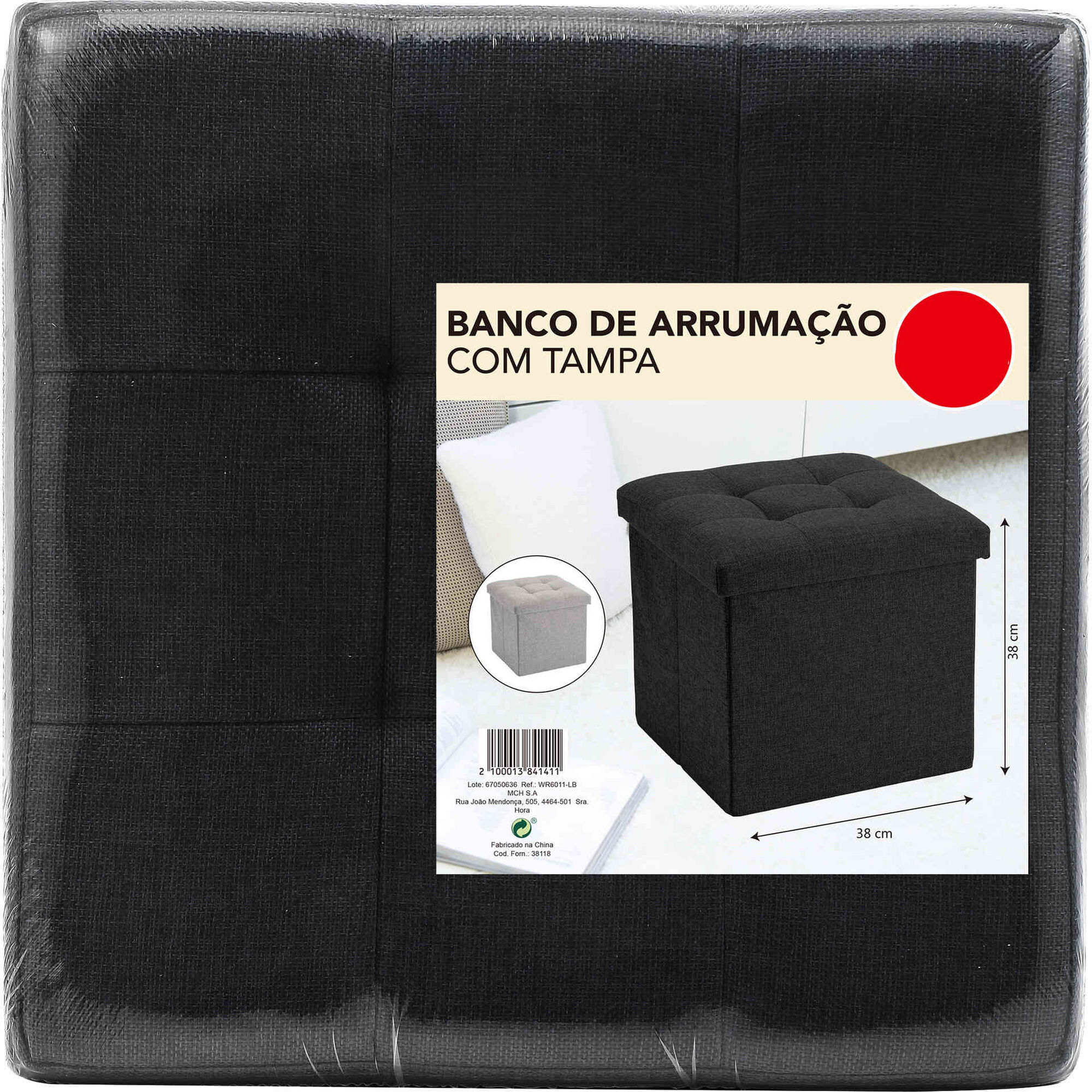 Banco Arruma&ccedil;&atilde;o com Tampa (Cinza/Preto) Bazar&atilde;o