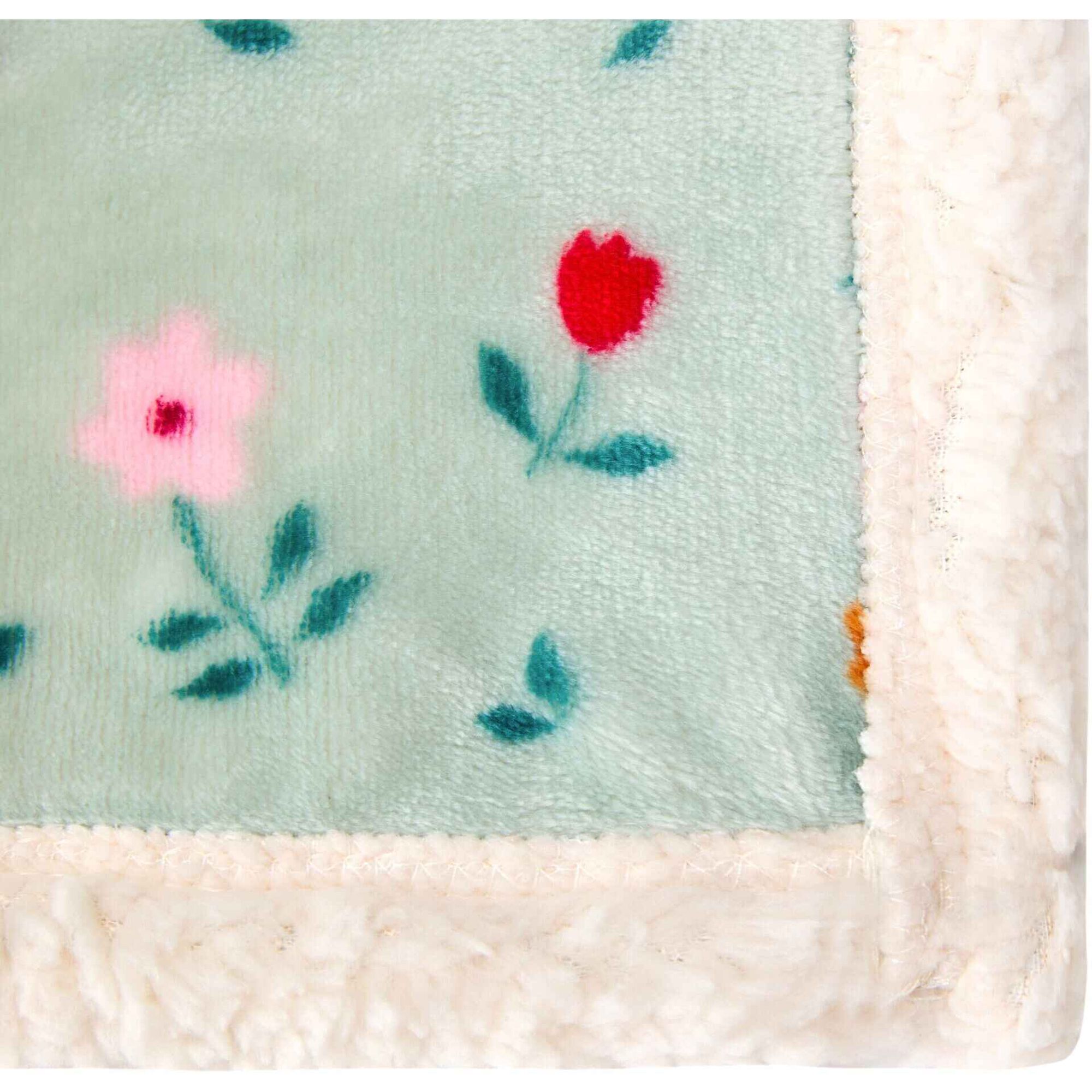 Manta Borreguito 160x130cm Flores Rustic Country Kasa