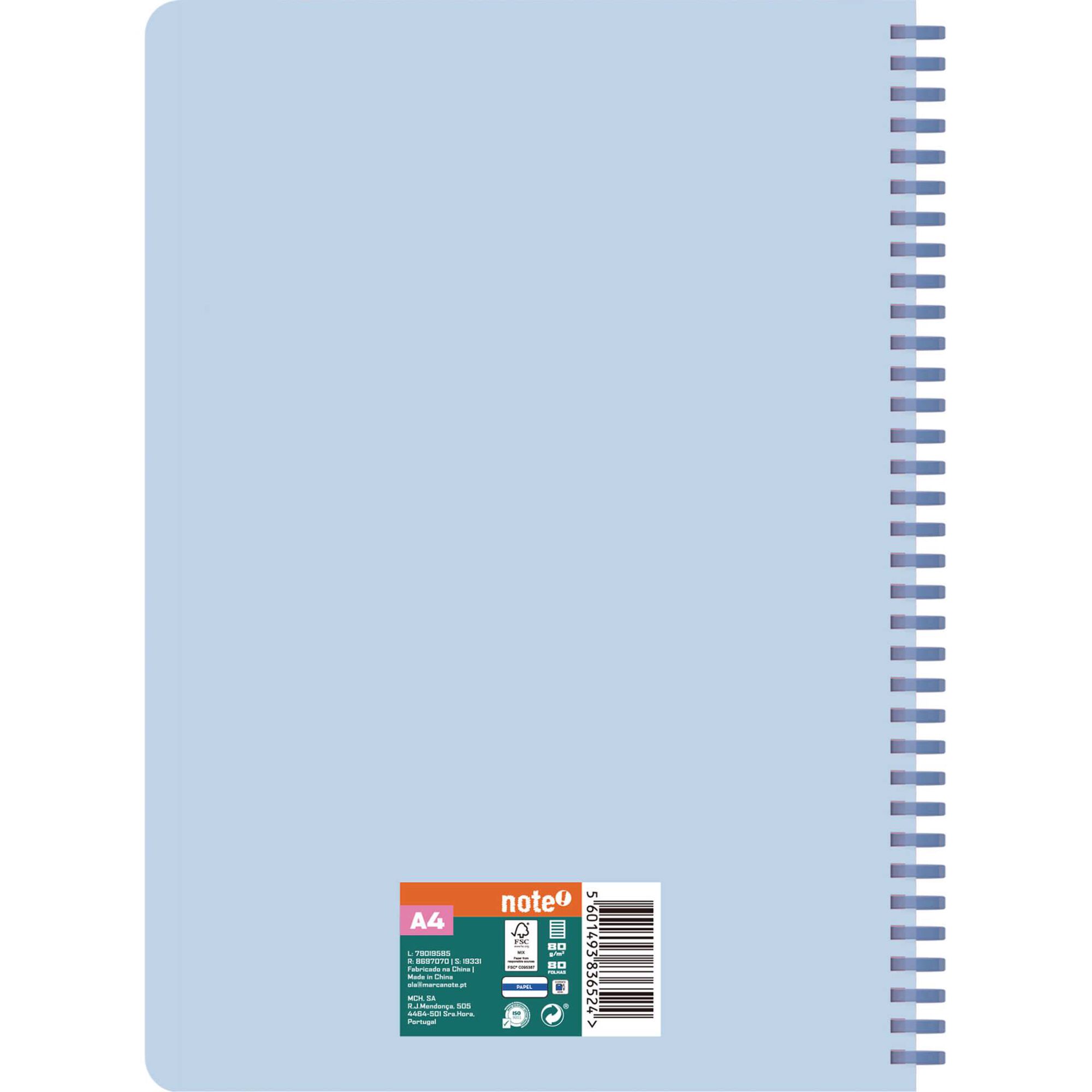 Caderno Espiral A4 80 Folhas Pautado (v&aacute;rias cores) Note!