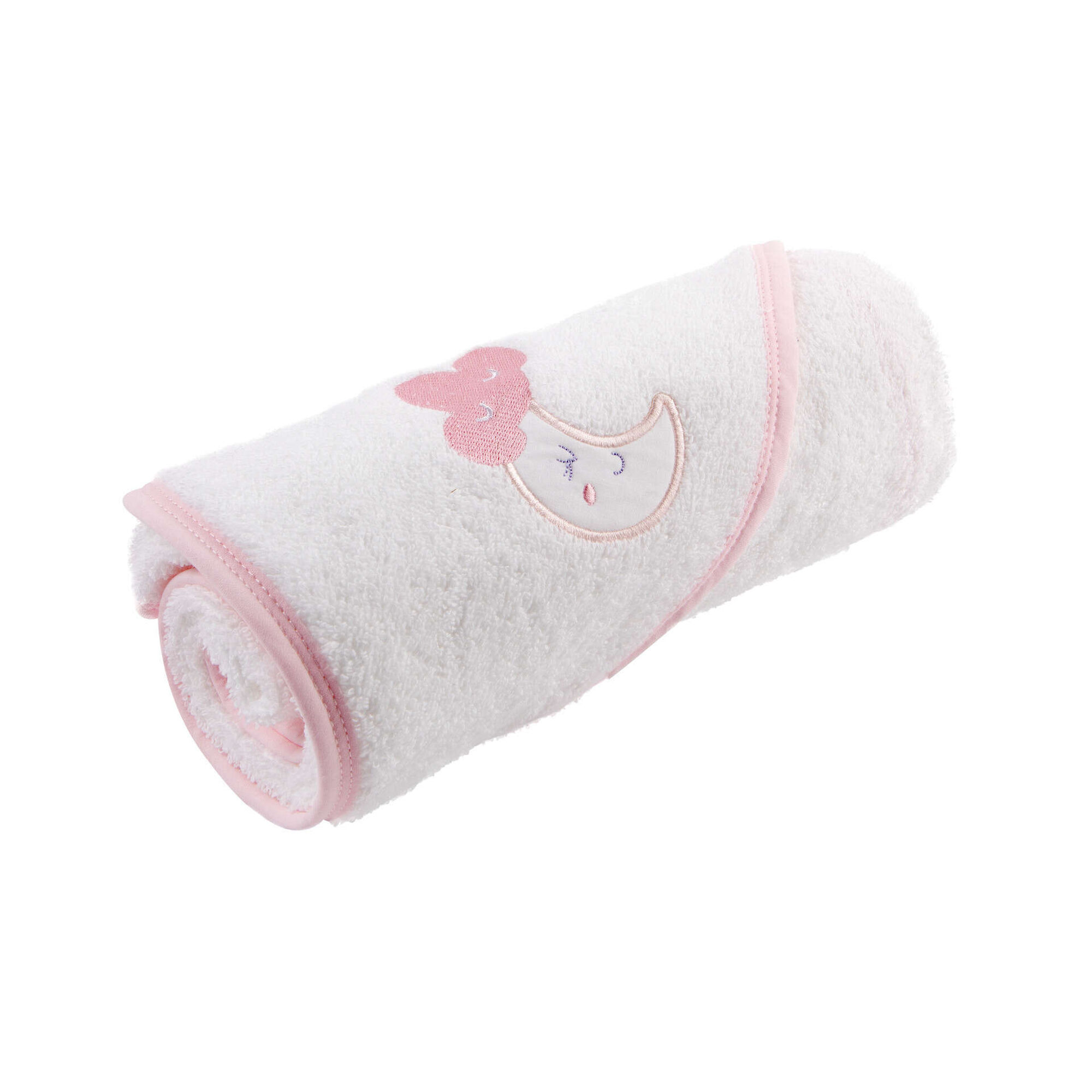 Toalha Com Bordado Luas Rosa