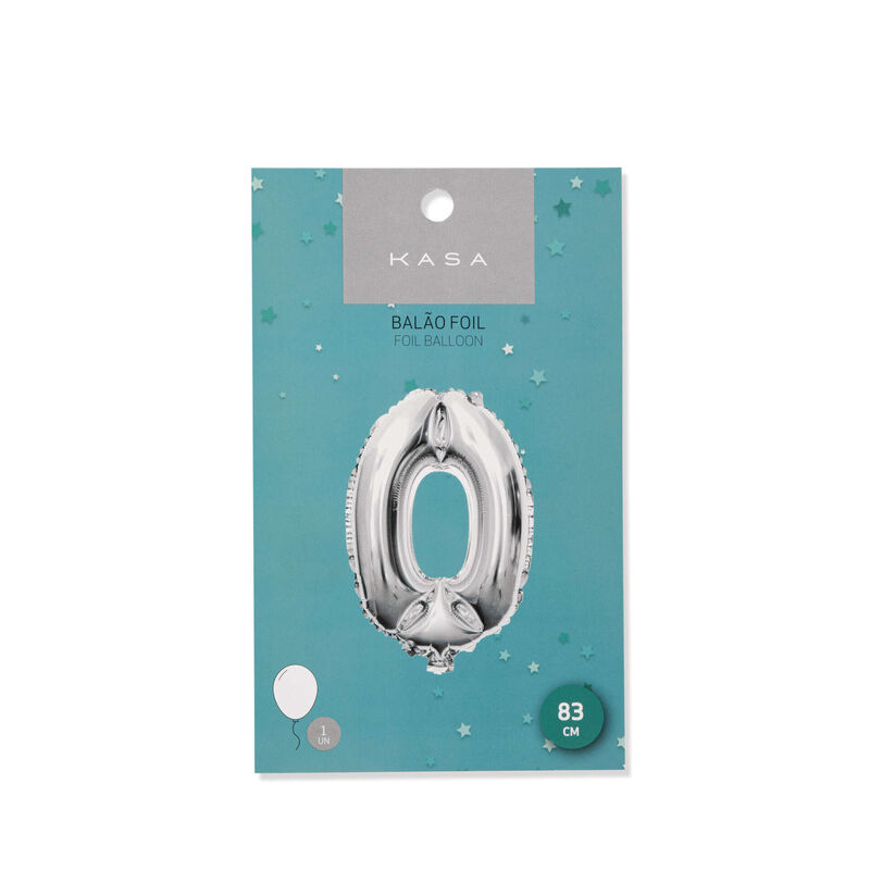 Balão Foil Nº0 83cm Prateado Kasa