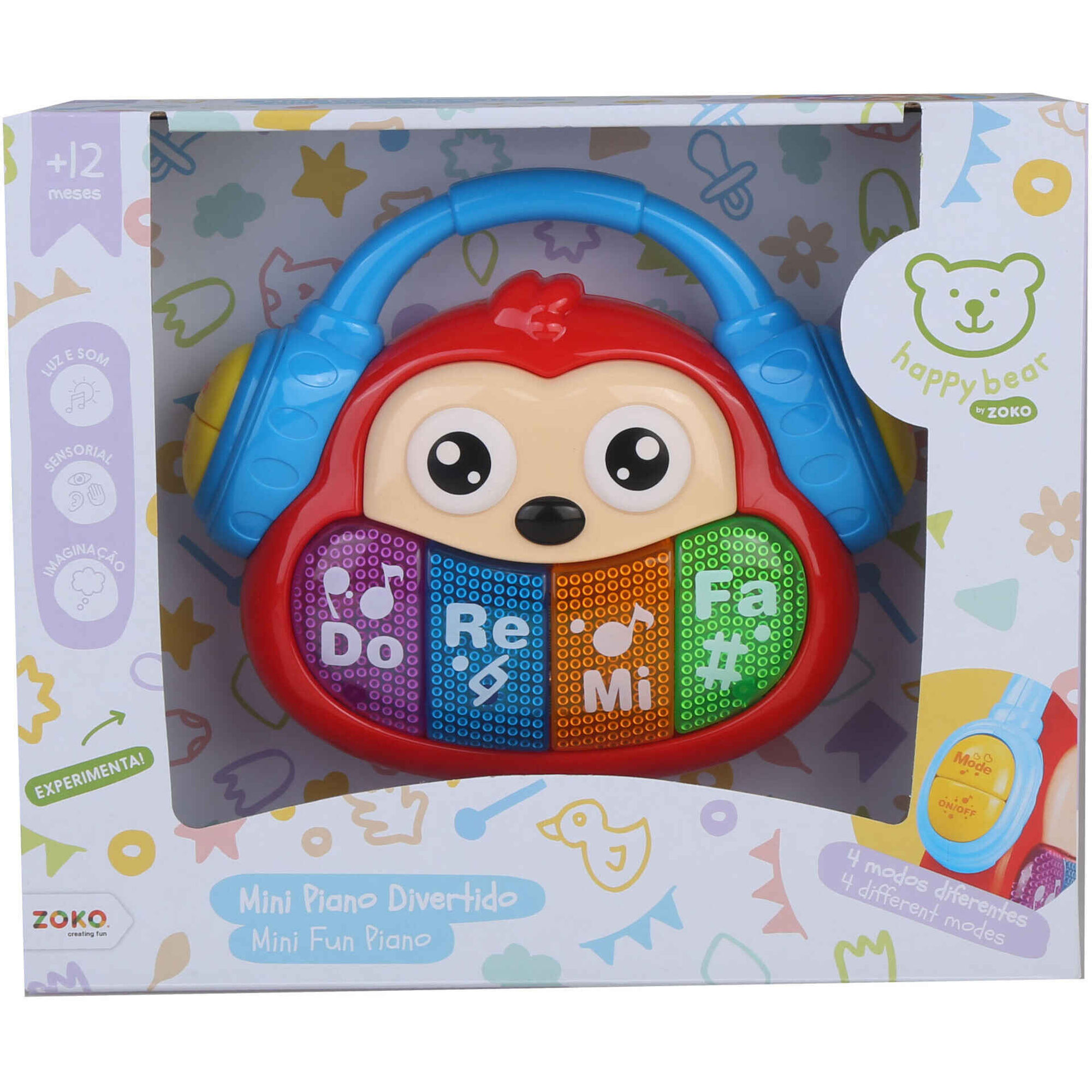 Zoko Happy Bear - Mini Piano Divertido com Luz e Som (v&aacute;rios modelos)
