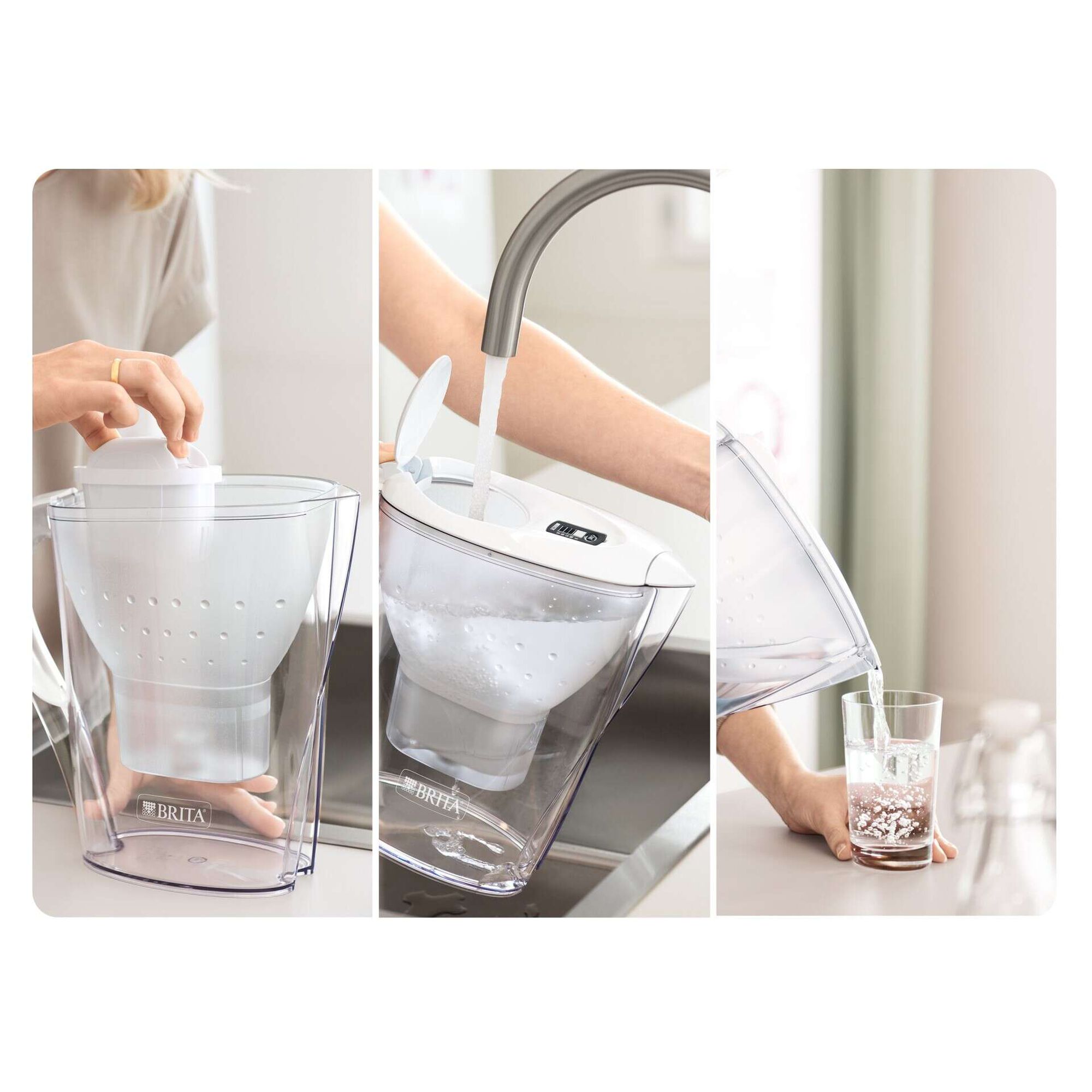 Conjunto Jarro de Filtrar 2,4L Marella Branco e 1 Filtro Maxtra Pro All-In-1 Brita