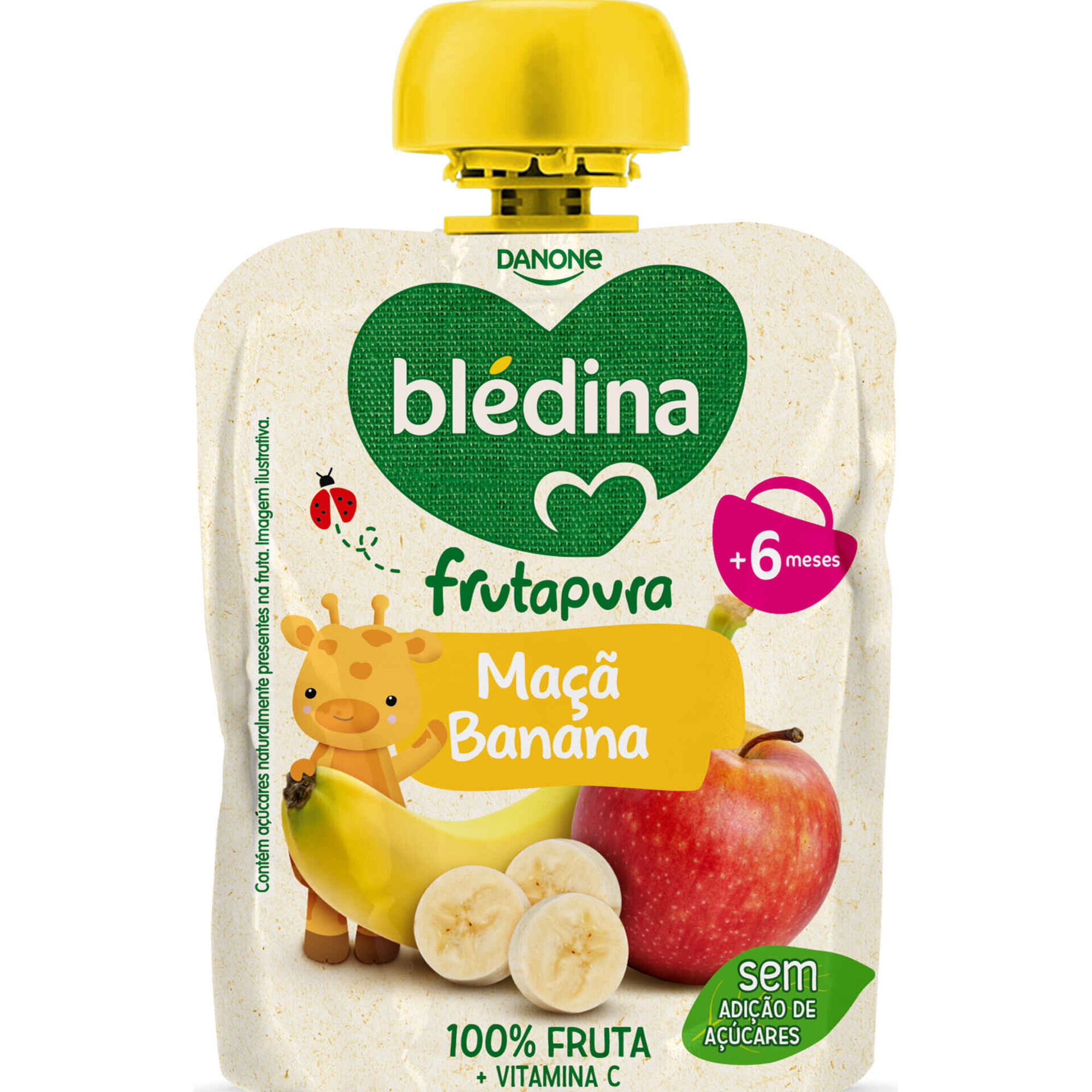 Saqueta de Fruta Maçã e Banana Frutapura +6M Saqueta de Fruta Maçã e Banana Frutapura +6M