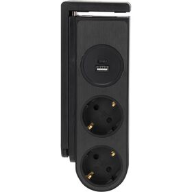Bloco Clip 2 Tomadas com USB 1,5m Preto Bloco Clip 2 Tomadas com USB 1,5m Preto