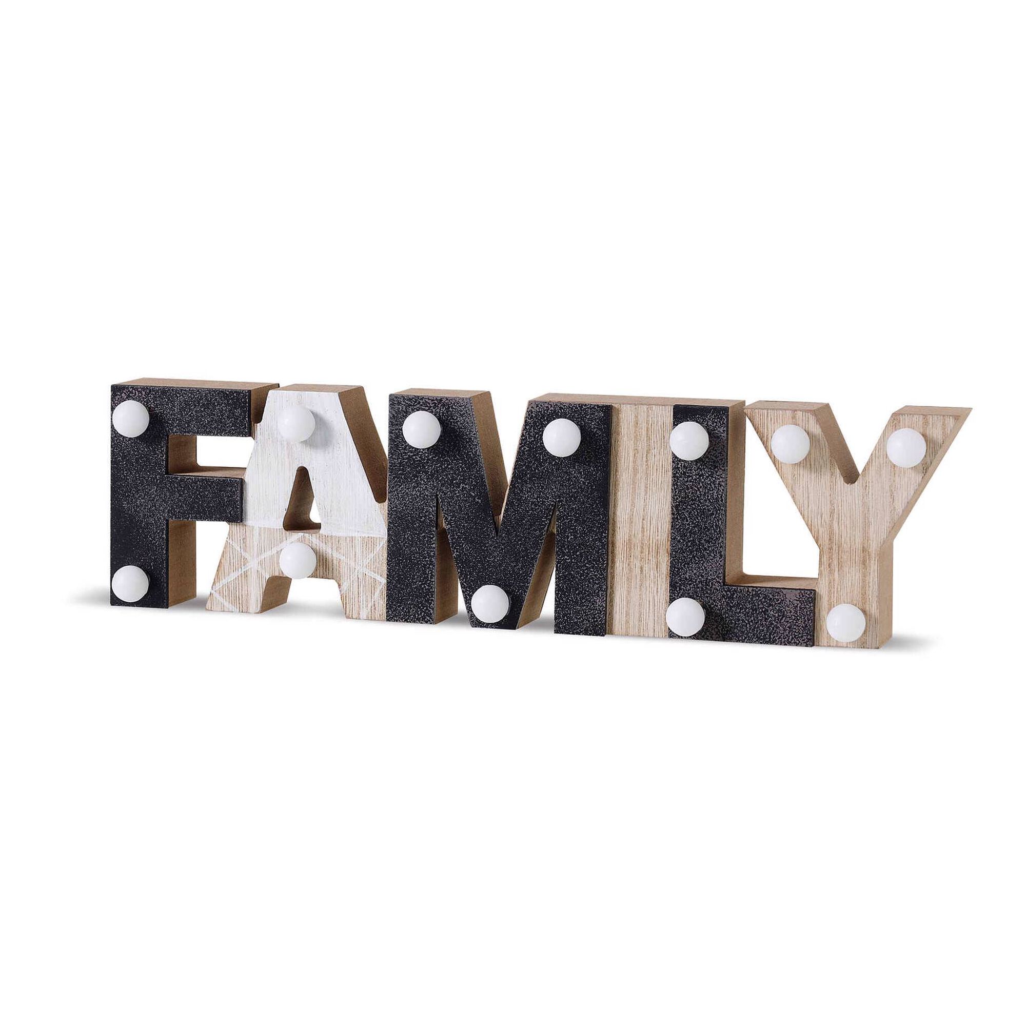 Letras Family com LED Madeira 30x8cm Letras Family com LED Madeira 30x8cm