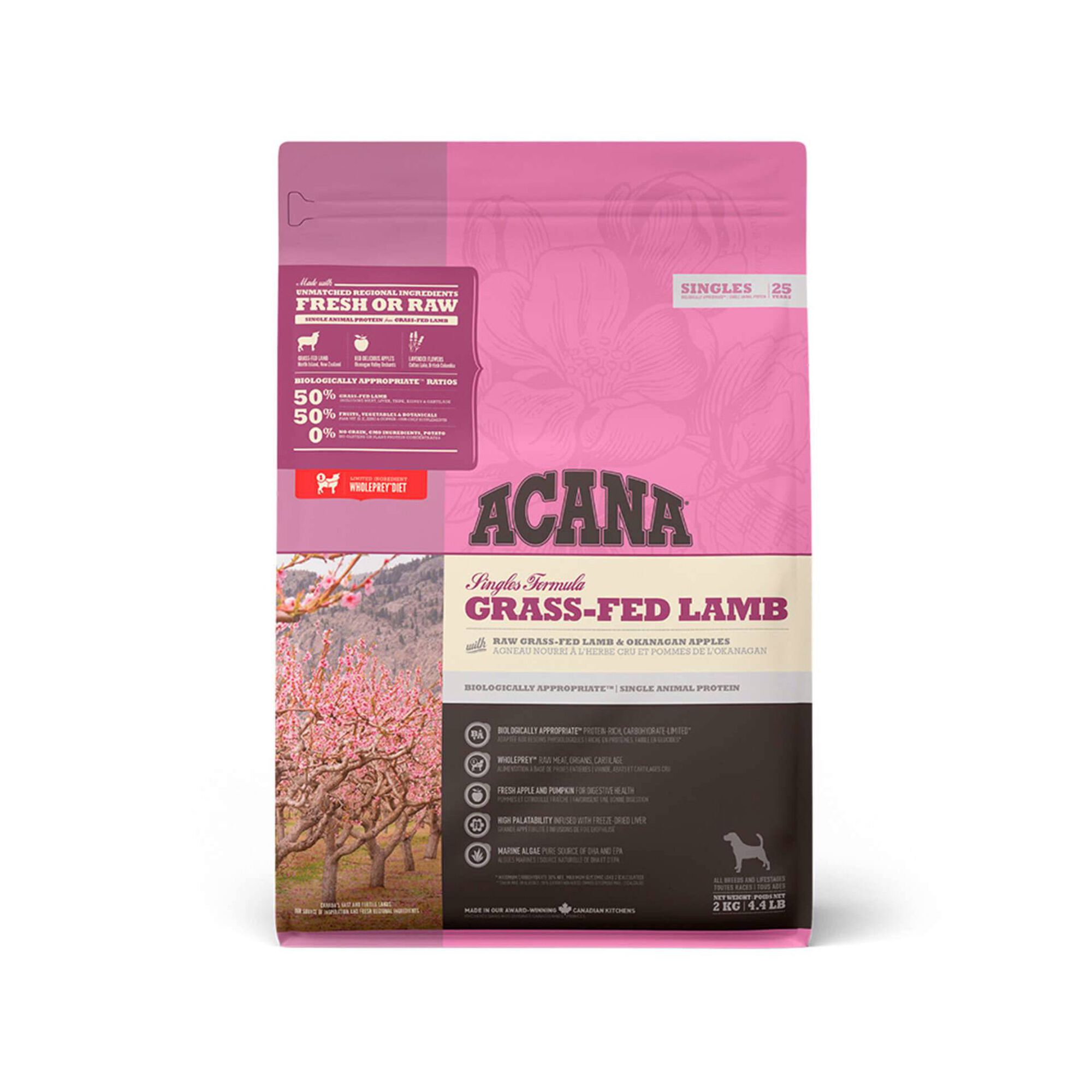 Ra&ccedil;&atilde;o para C&atilde;o Singles Formula Grass-Fed Lamb Acana