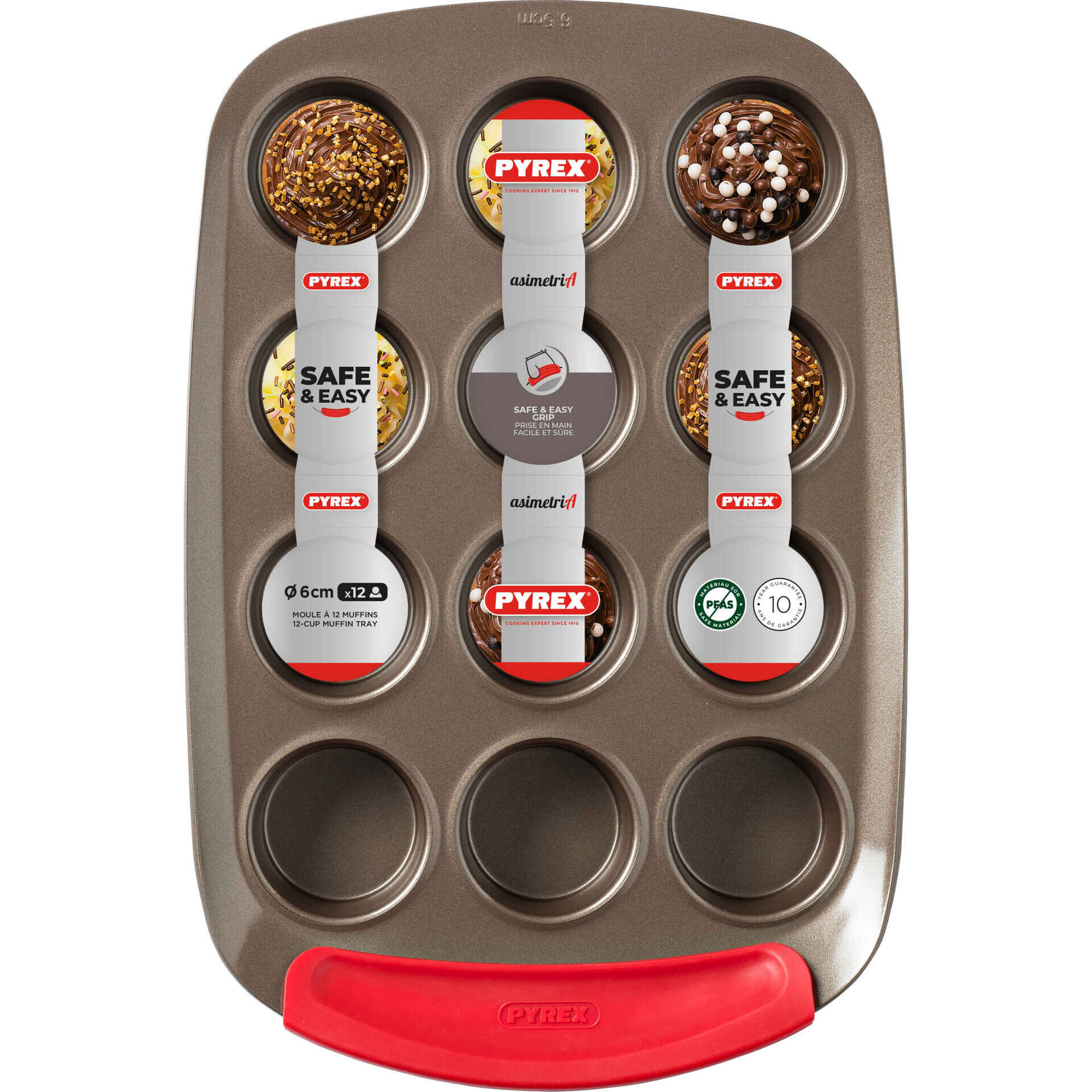 Forma 12 Muffins Metal Castanho Asimetria Pyrex