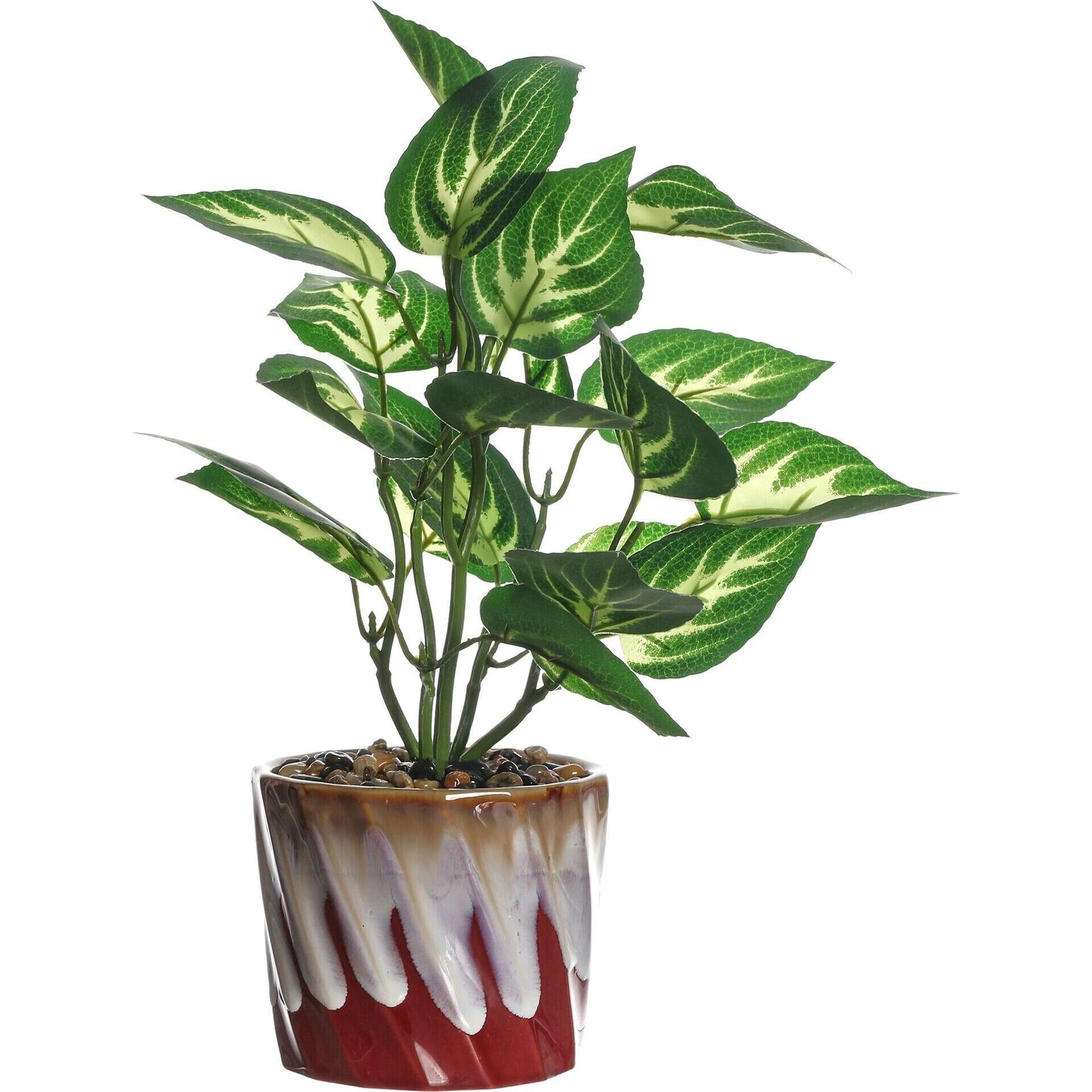 Planta Artificial Vaso Cerâmica Rosa