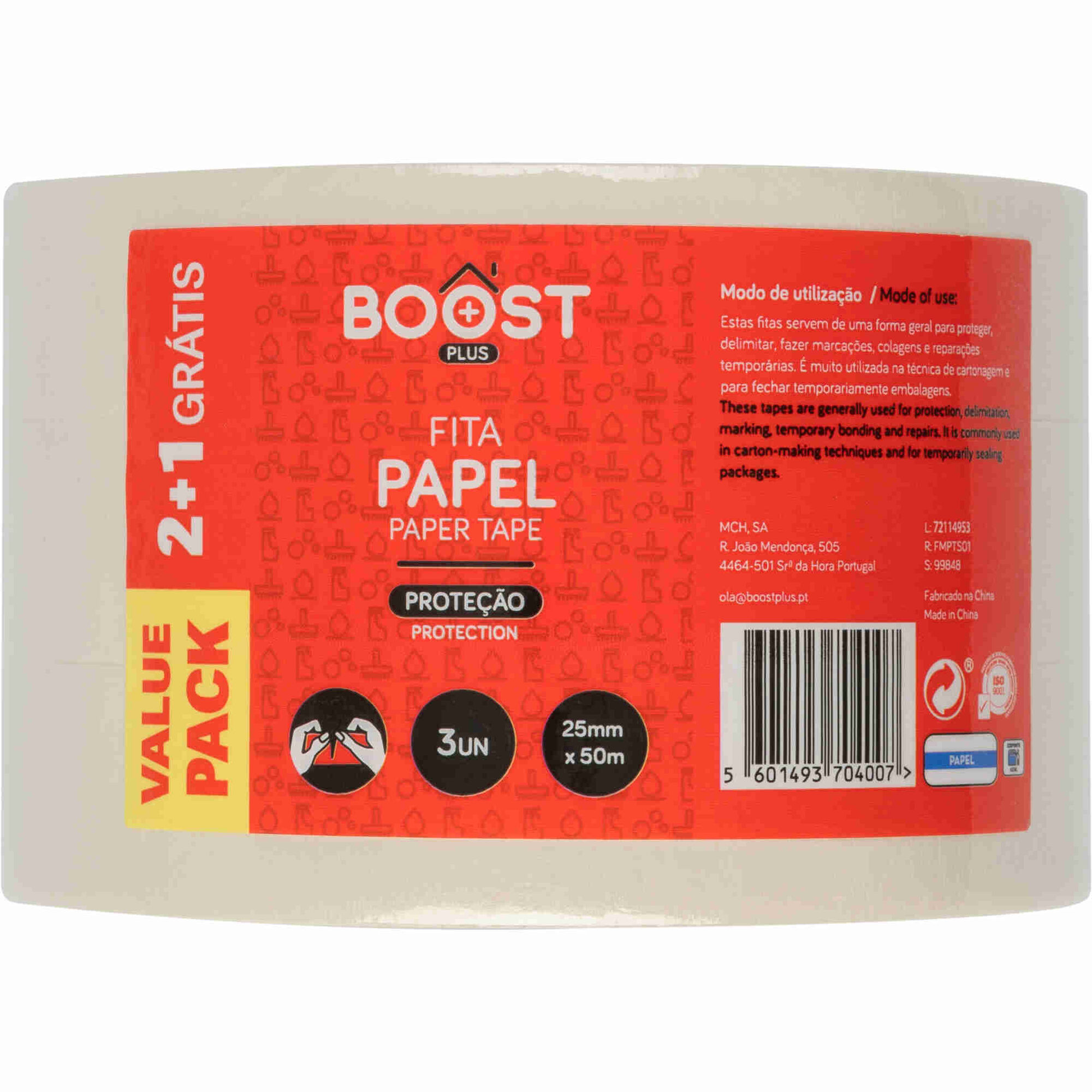 Conjunto 3 Fitas Papel 25mmx50m Boost