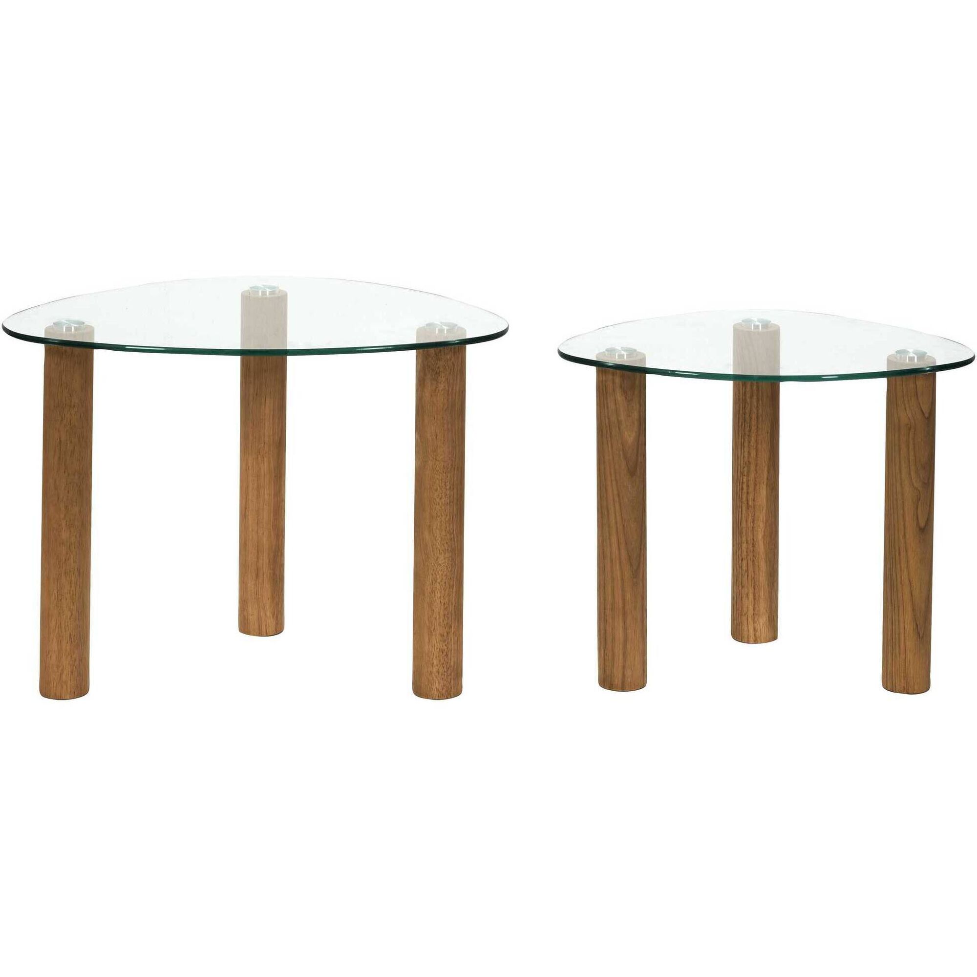 Conjunto de 2 Mesas Vidro Claras Assim&eacute;tricas