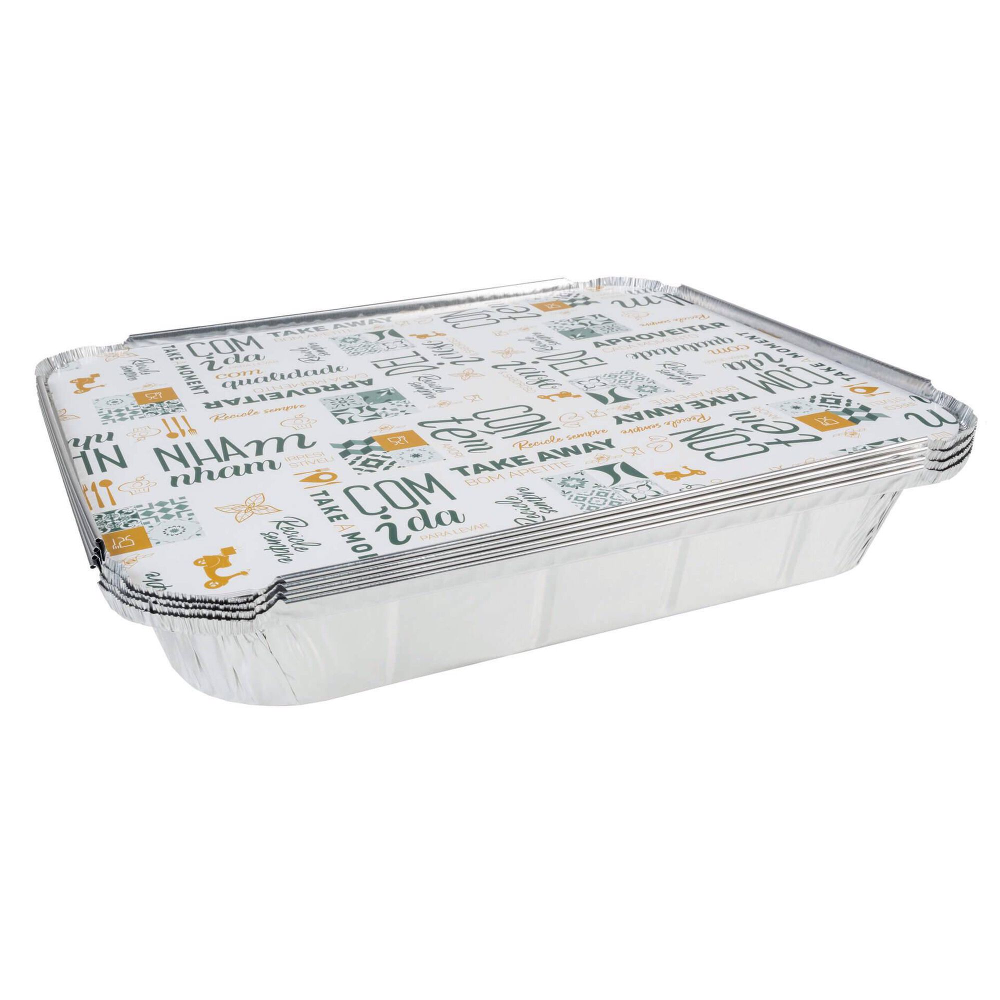 Embalagens com Tampa Alum&iacute;nio Retangulares 32x26cm Kasa