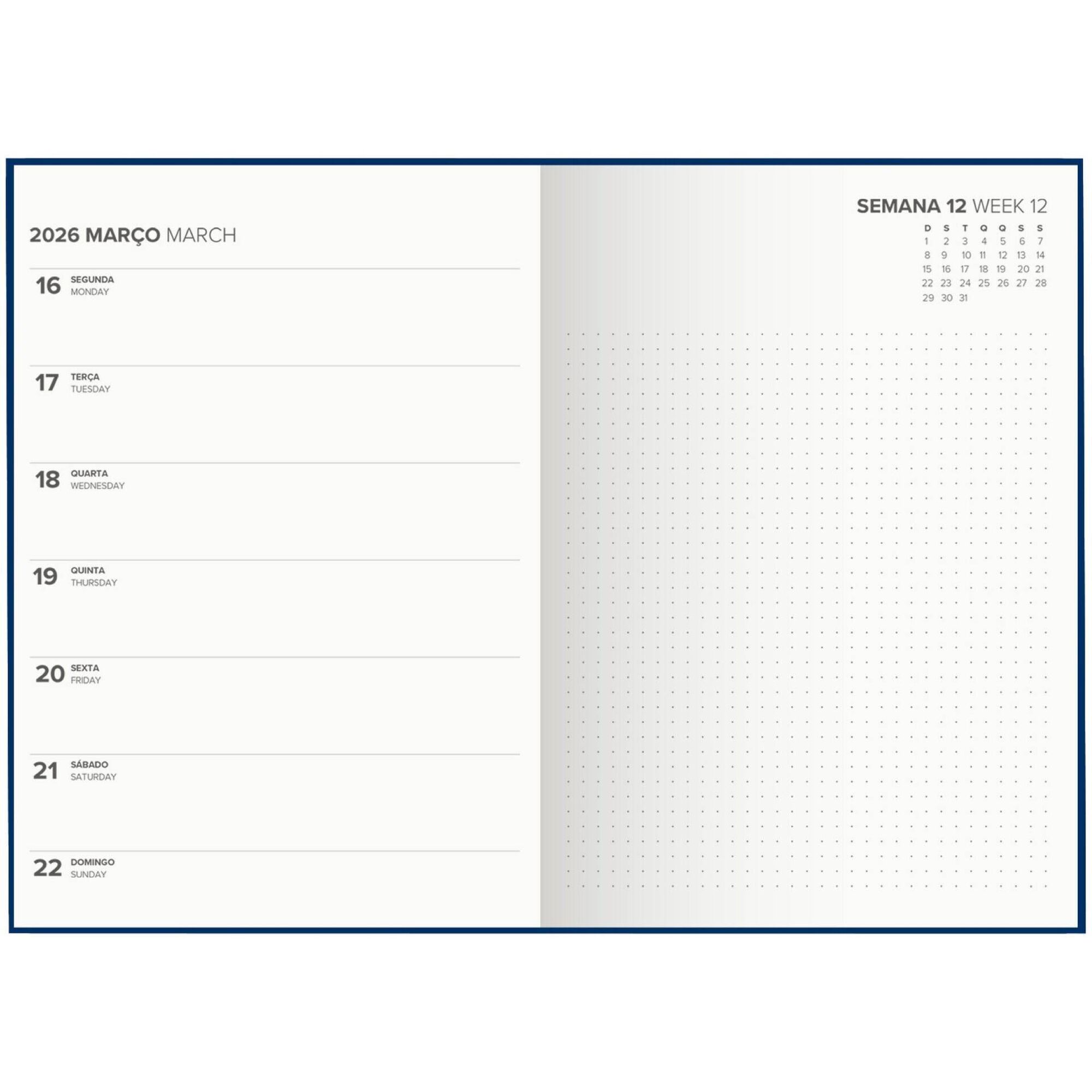 Agenda A5 2026 12 Meses (várias cores)