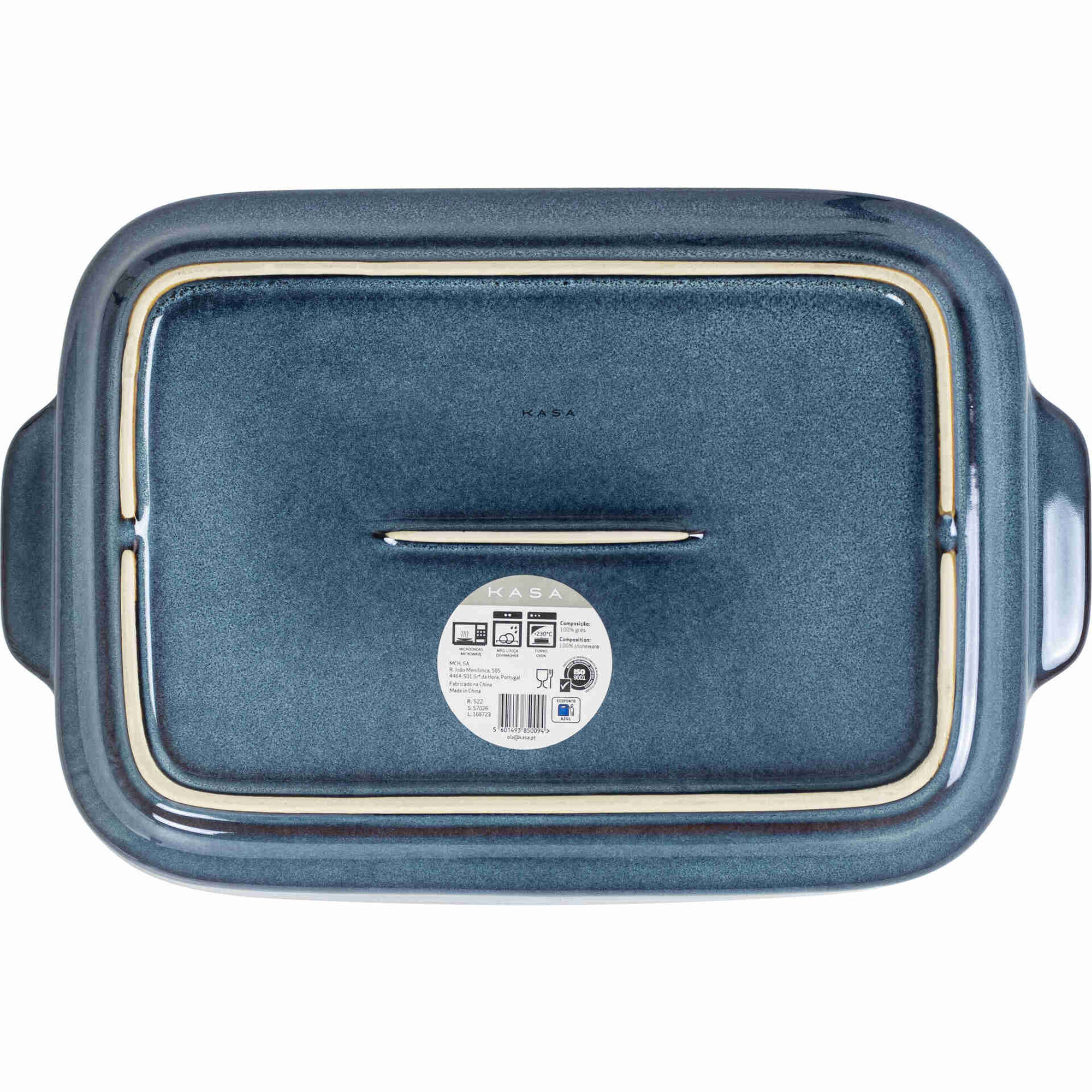 Assadeira Retangular Reativa 33x21cm Azul Kasa