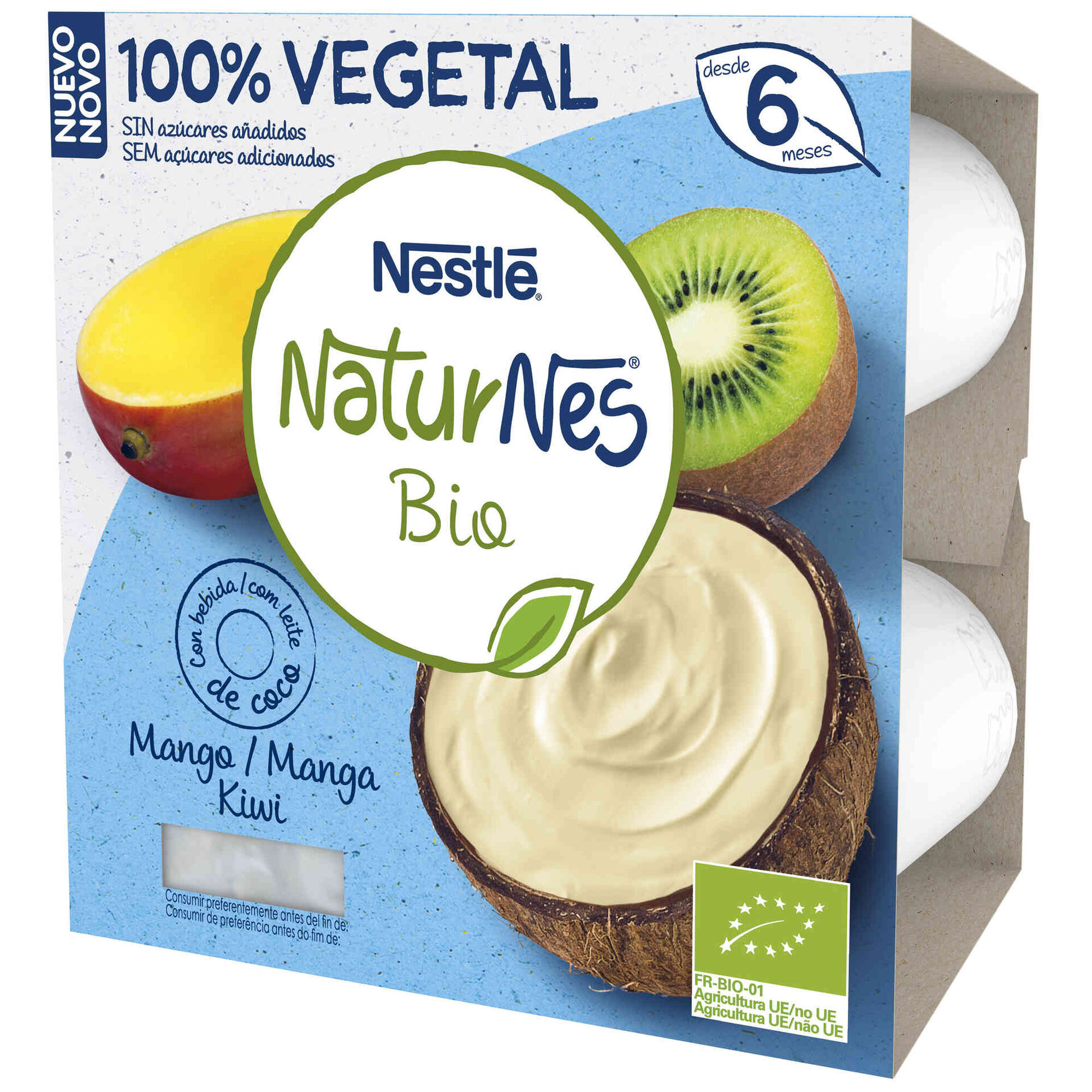 Puré 100% Vegetal Leite de Coco, Manga e Kiwi Naturnes Bio +6 Meses Puré 100% Vegetal Leite de Coco, Manga e Kiwi Naturnes Bio +6 Meses