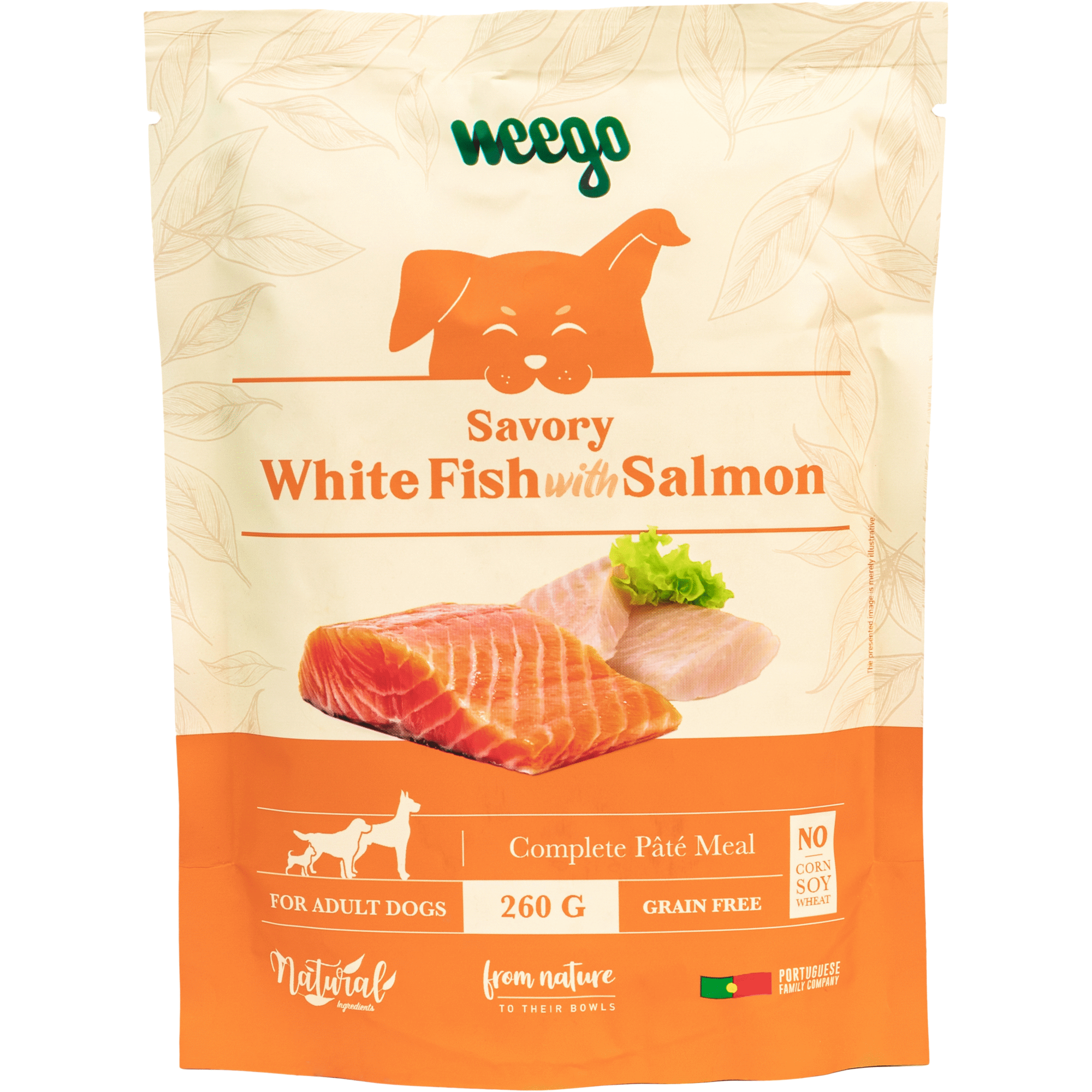 Comida H&uacute;mida para C&atilde;o Peixe e Salm&atilde;o Weego