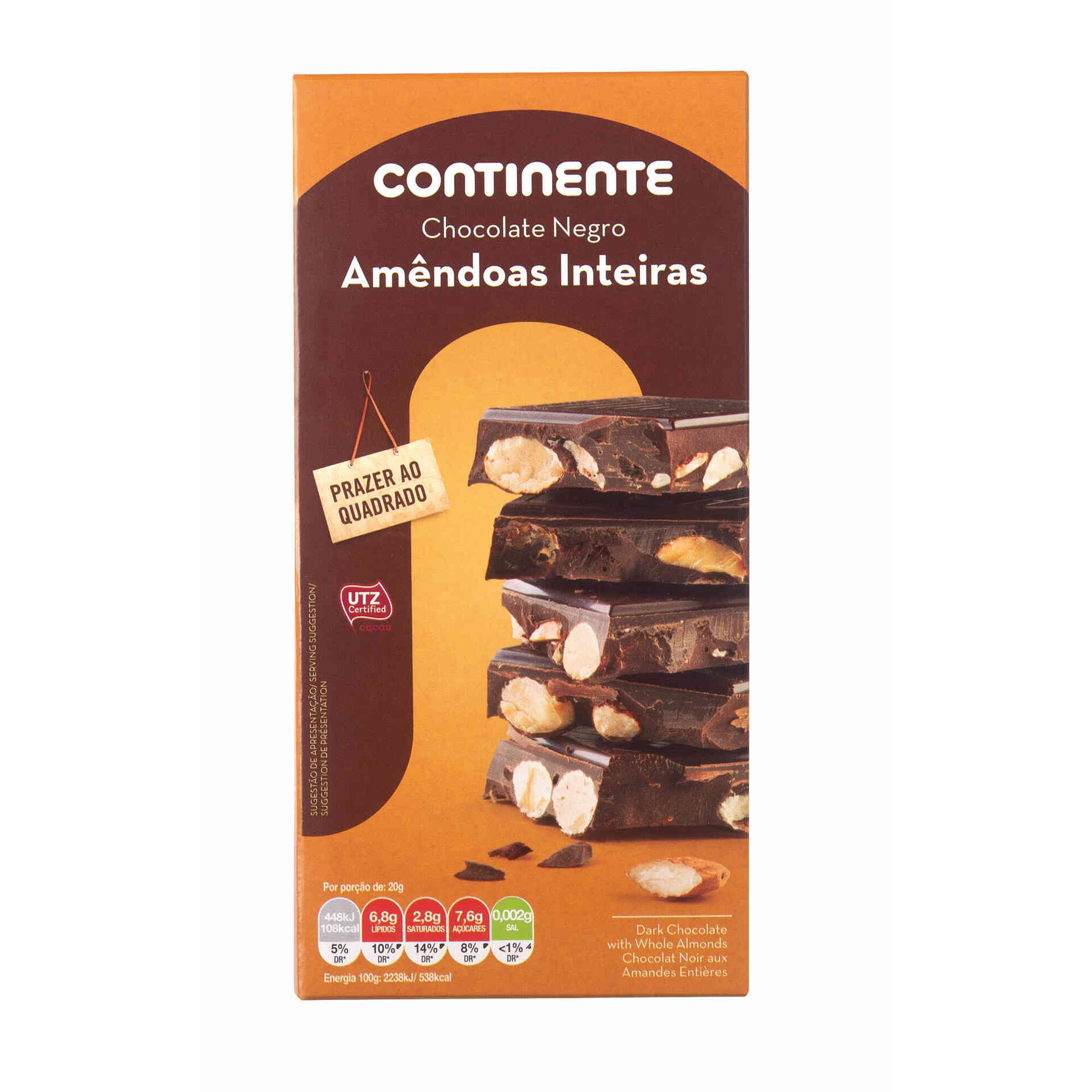 Tablete de Chocolate Negro com Amêndoa Tablete de Chocolate Negro com Amêndoa
