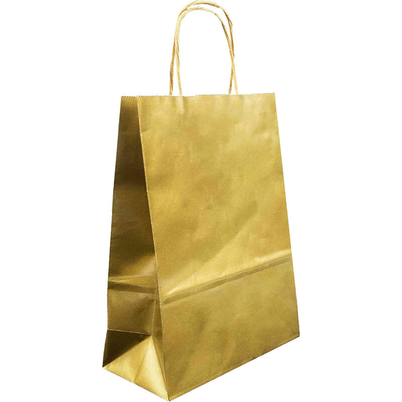 Saco Papel Couché 120g 8x18x24cm Dourado e Prateado Note!