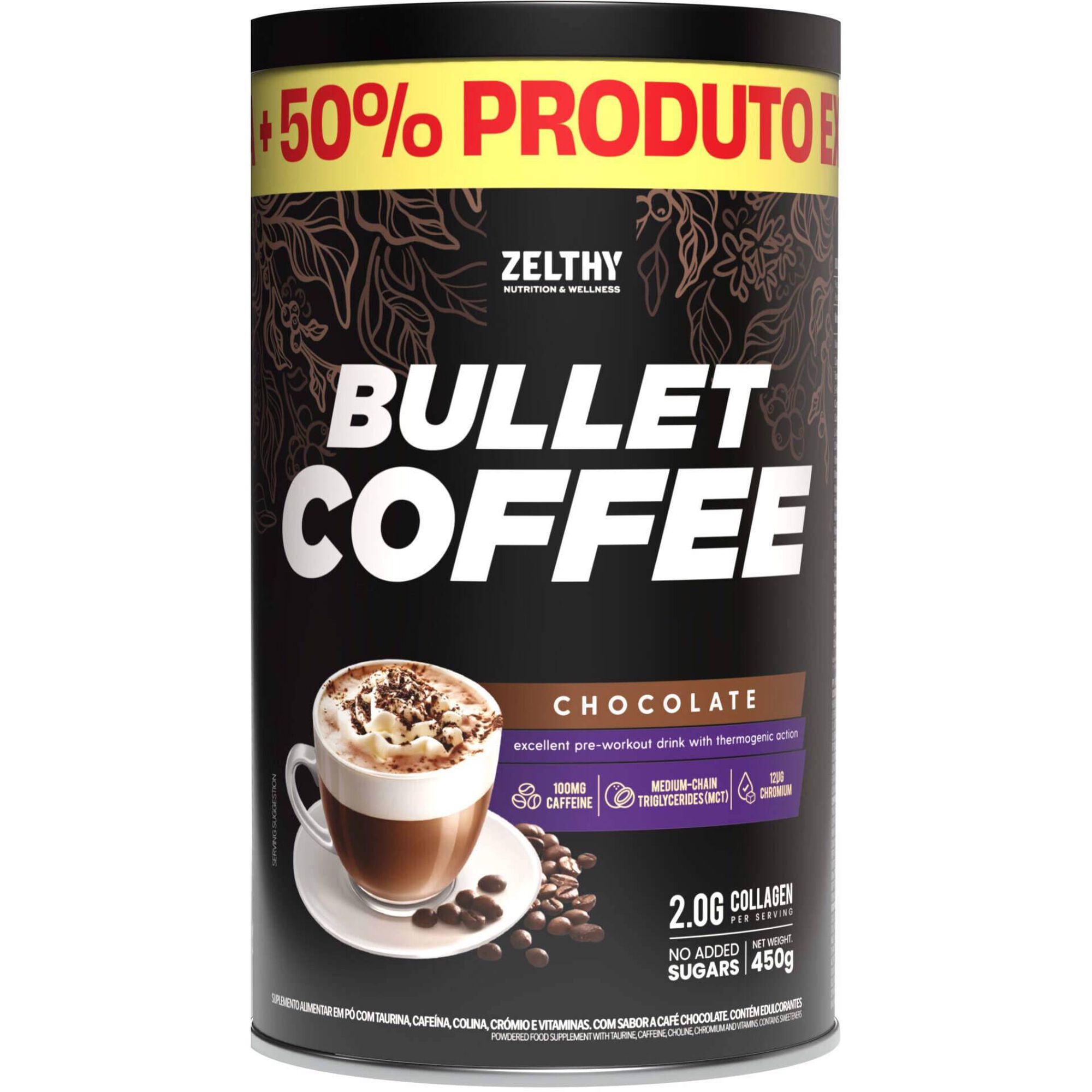 Bullet Coffee Chocolate com Colag&eacute;nio Zelthy