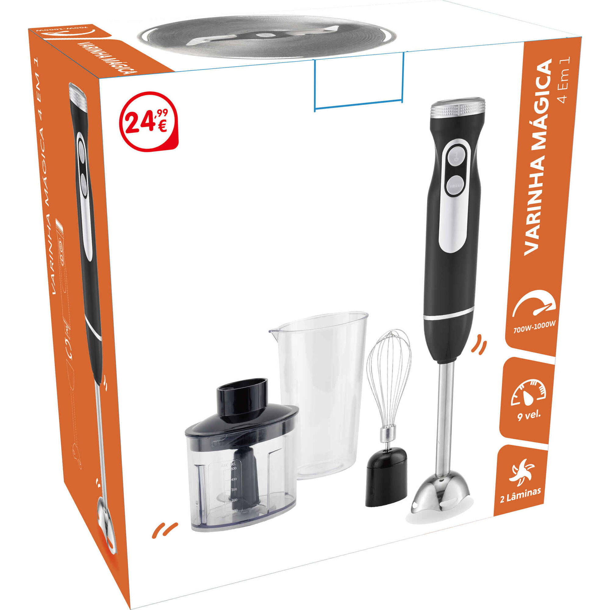 Varinha M&aacute;gica 4 em 1 Preta 700-1000W Bazar&atilde;o