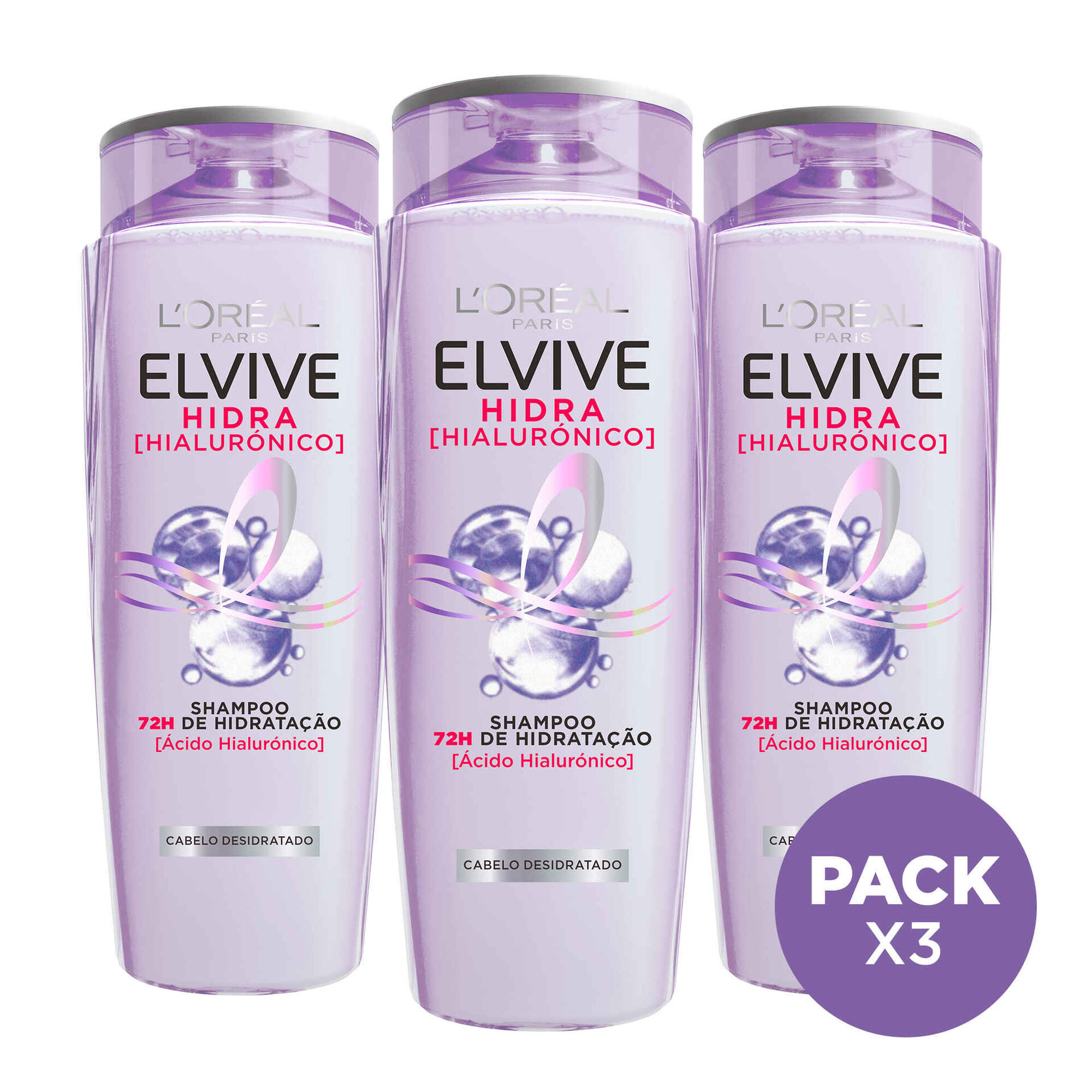 Champô Elvive Hidra Hialurónico Elvive L'Oréal Paris emb. 3 x 700 ml