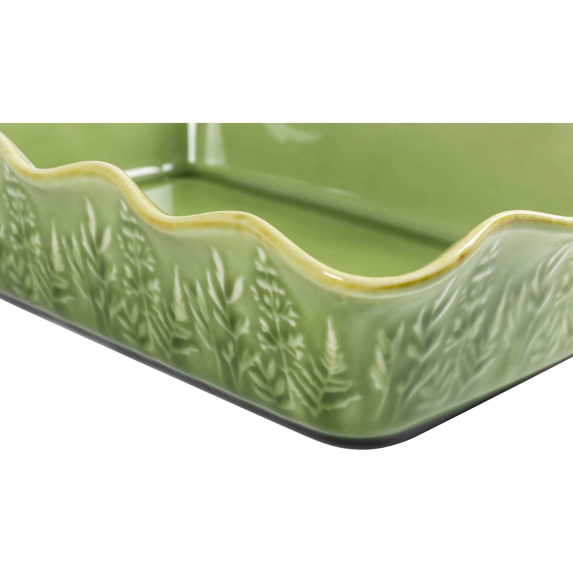 Assadeira 29x19cm Retangular Folhas Verde Claro Kasa