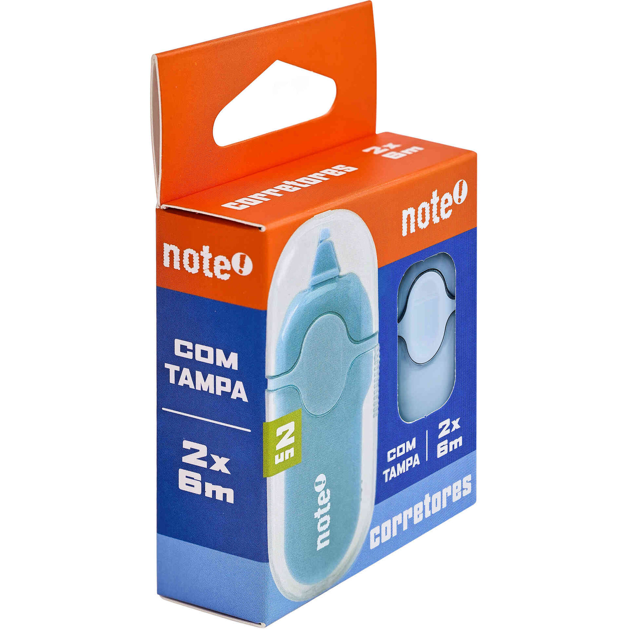 Conjunto 2 Fitas Corretoras com Tampa 6m (v&aacute;rias cores) Note!
