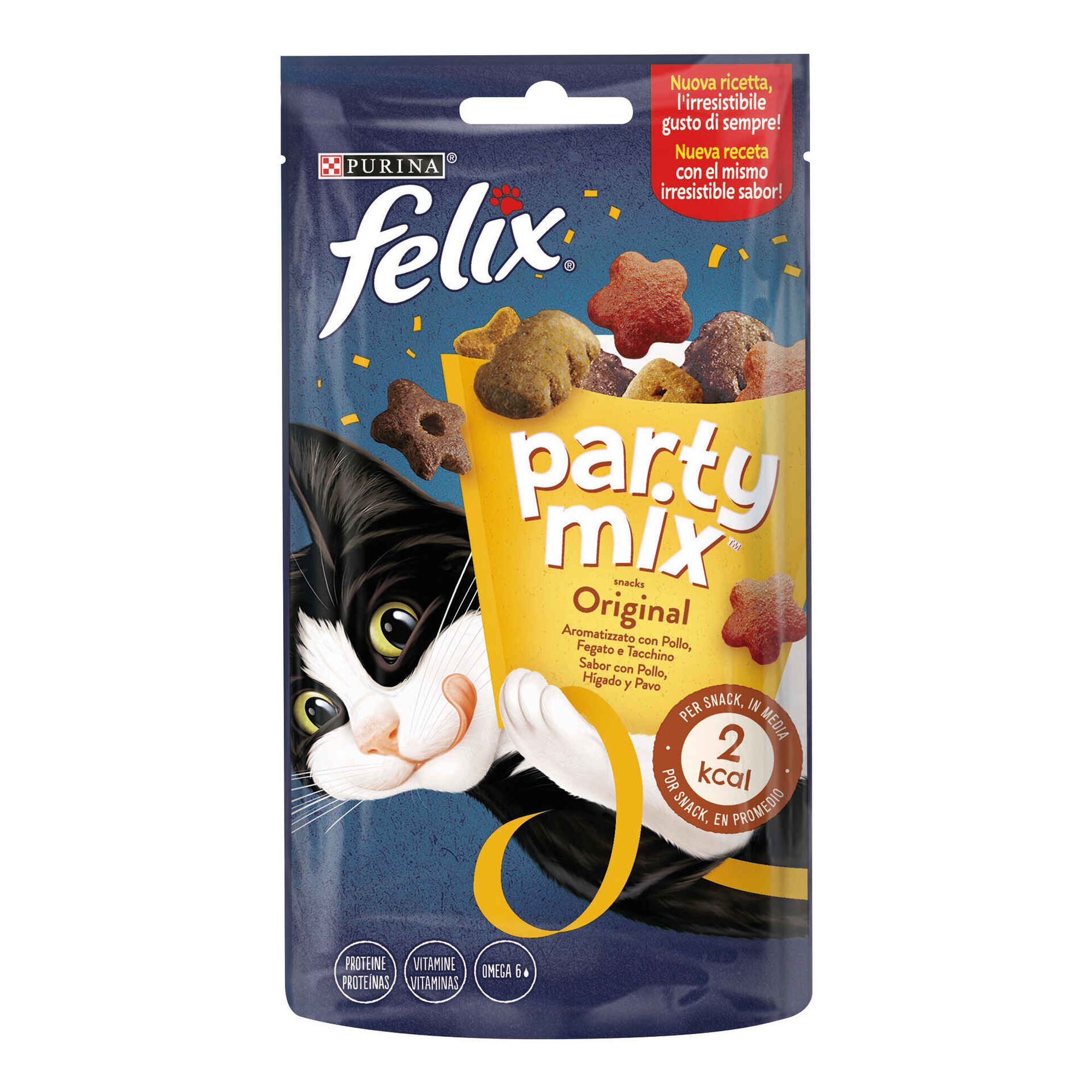 Snack para Gato Adulto Party Mix Original Frango, Fígado e Pato