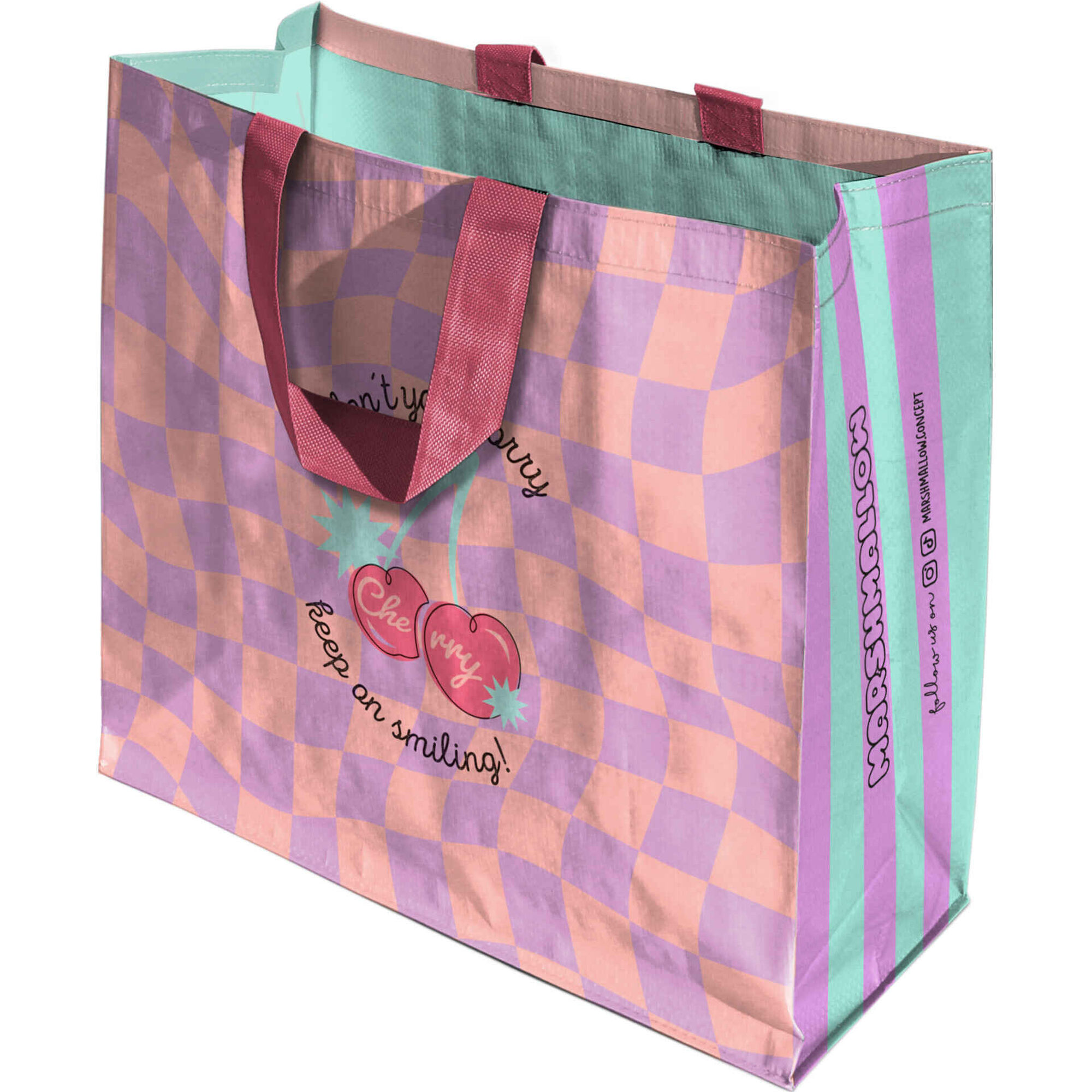 Saco de Compras Reutiliz&aacute;vel Cereja Marshmallow