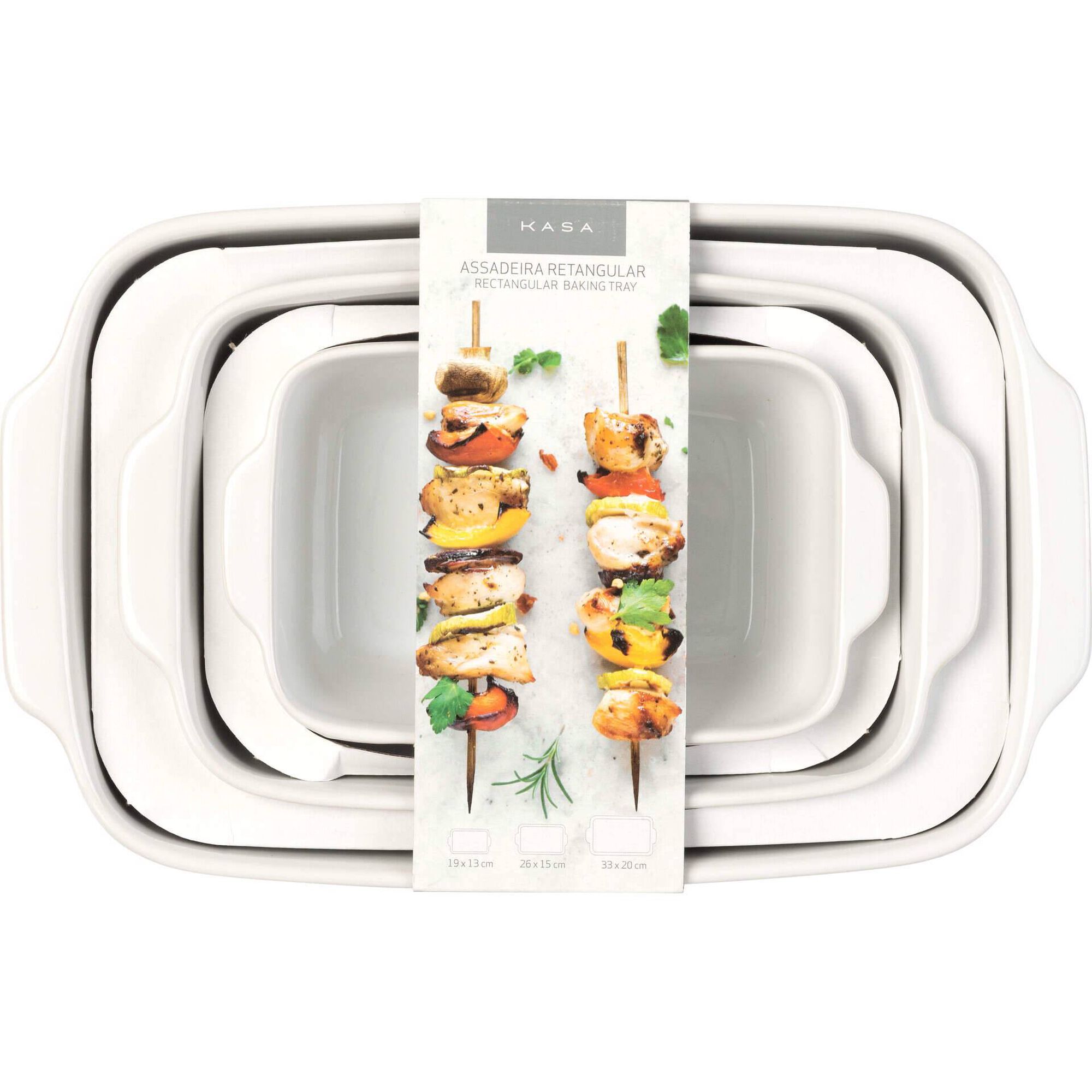 Conjunto 3 Assadeiras Brancas Kasa