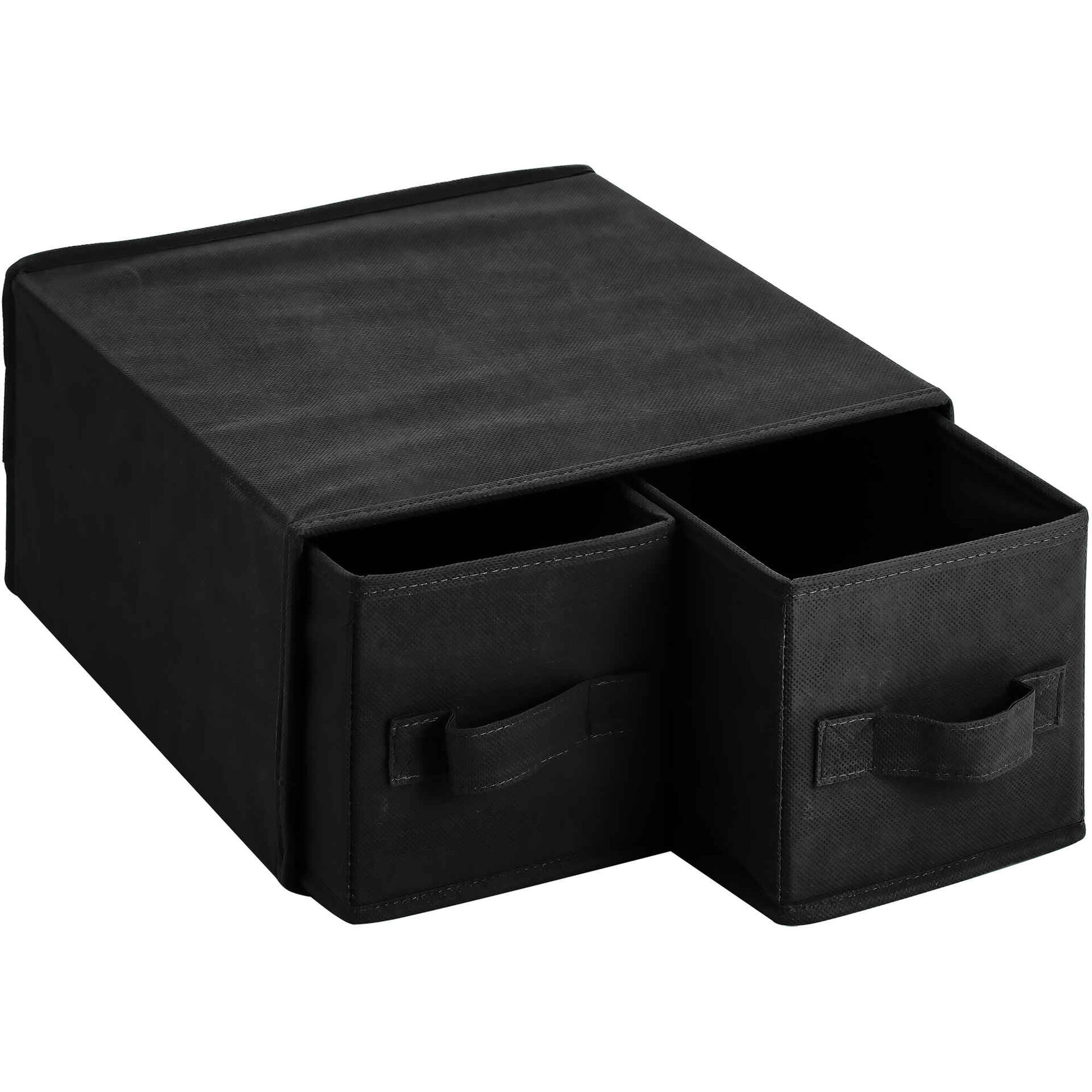 Caixa de Organiza&ccedil;&atilde;o com 2 Gavetas Preta Bazar&atilde;o