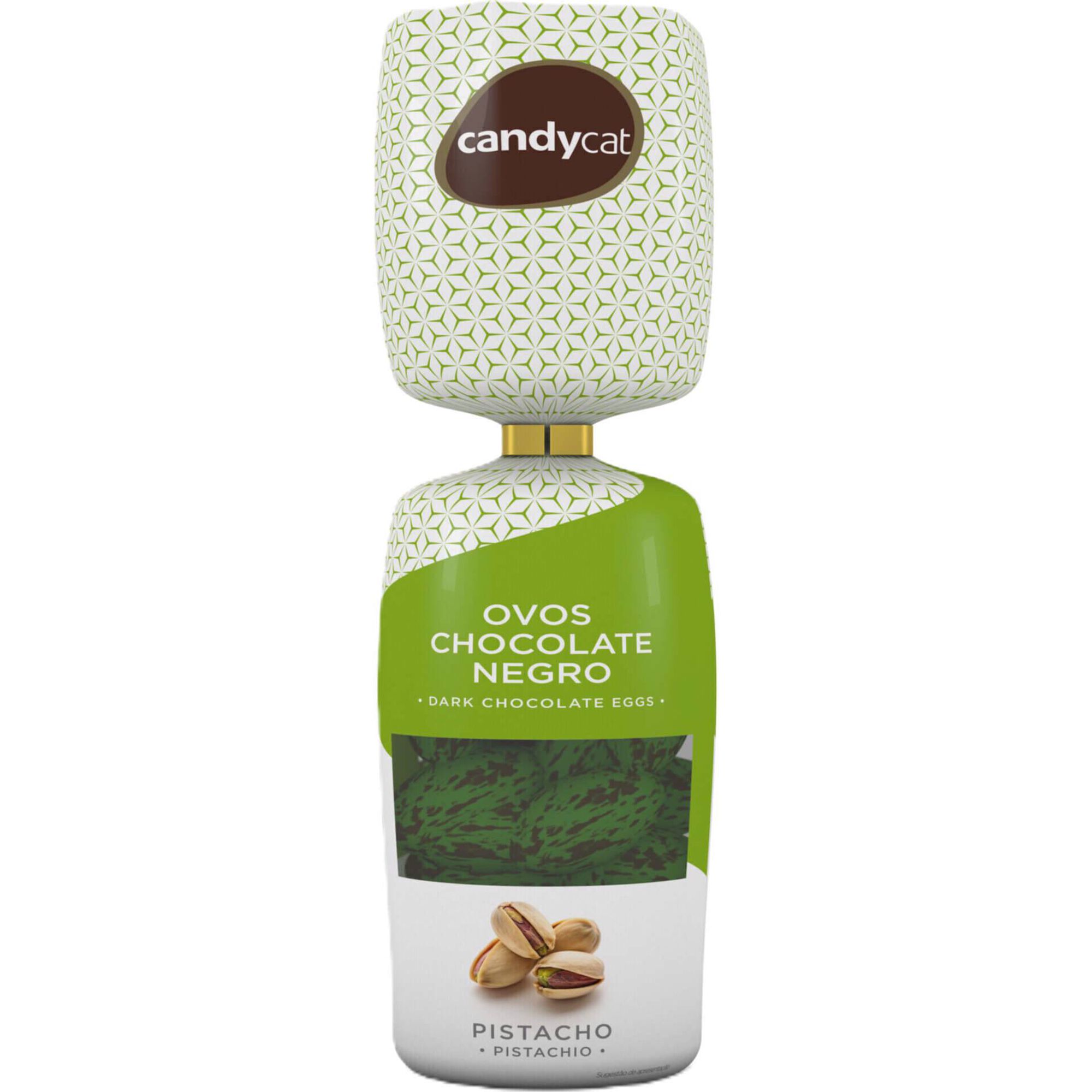 Ovinhos Chocolate Negro com Pist&aacute;cio Candycat