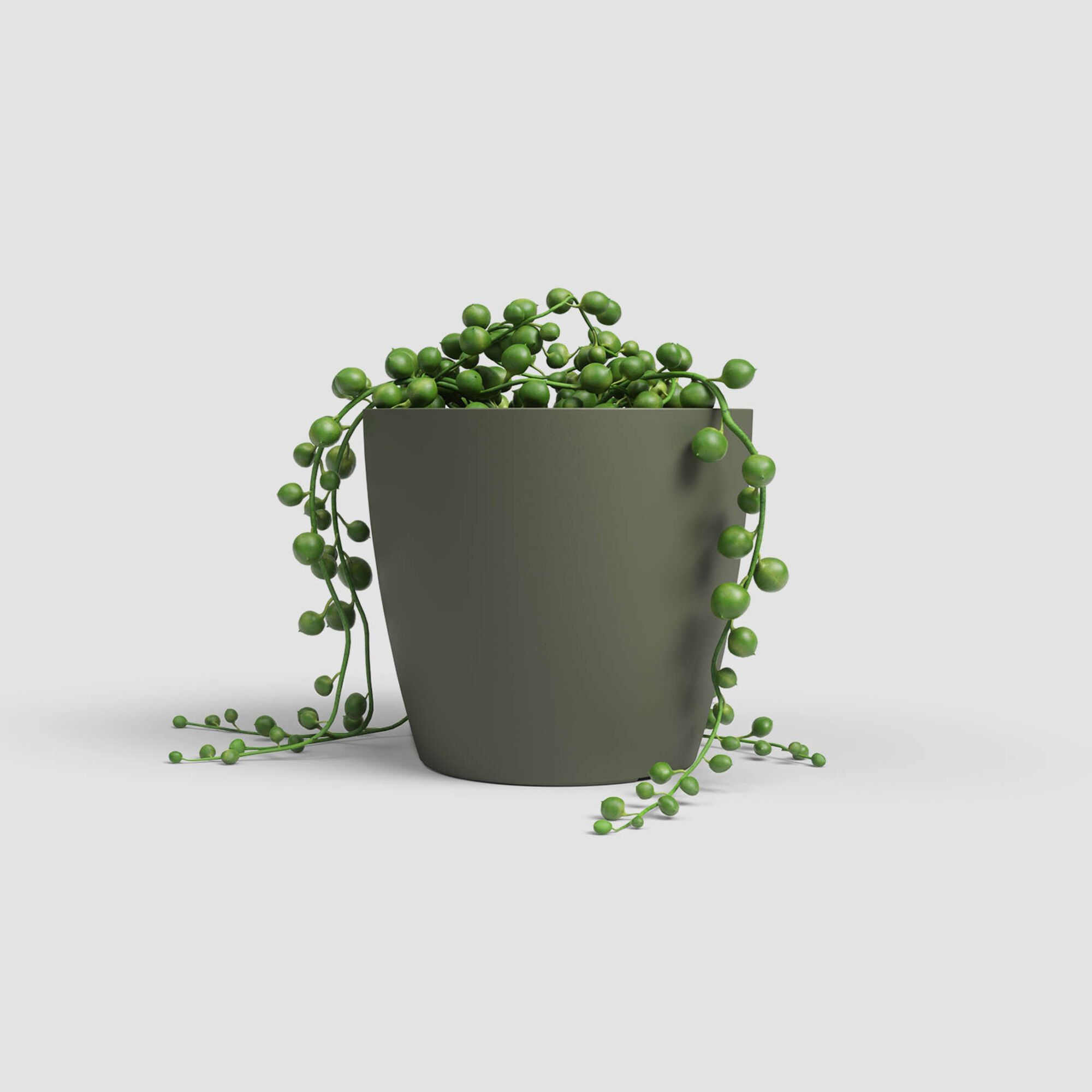 Vaso Redondo Plástico 9cm Verde Seco