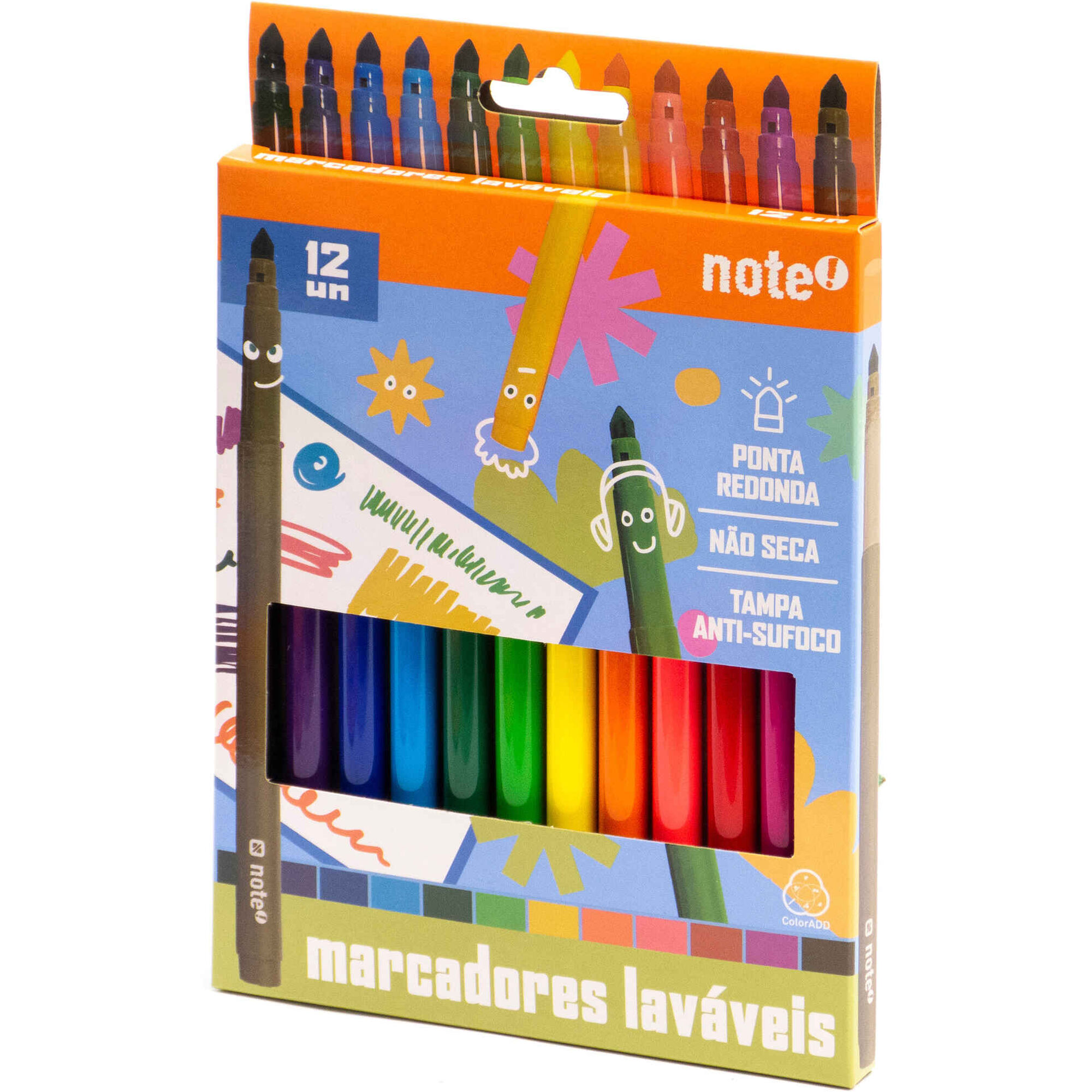 Conjunto 12 Marcadores Lav&aacute;veis Note!