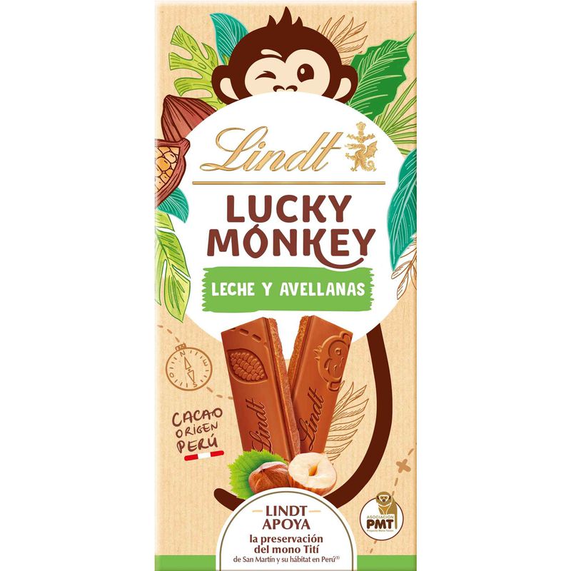 Tablete de Chocolate com Avelã Lucky Monkey Lindt