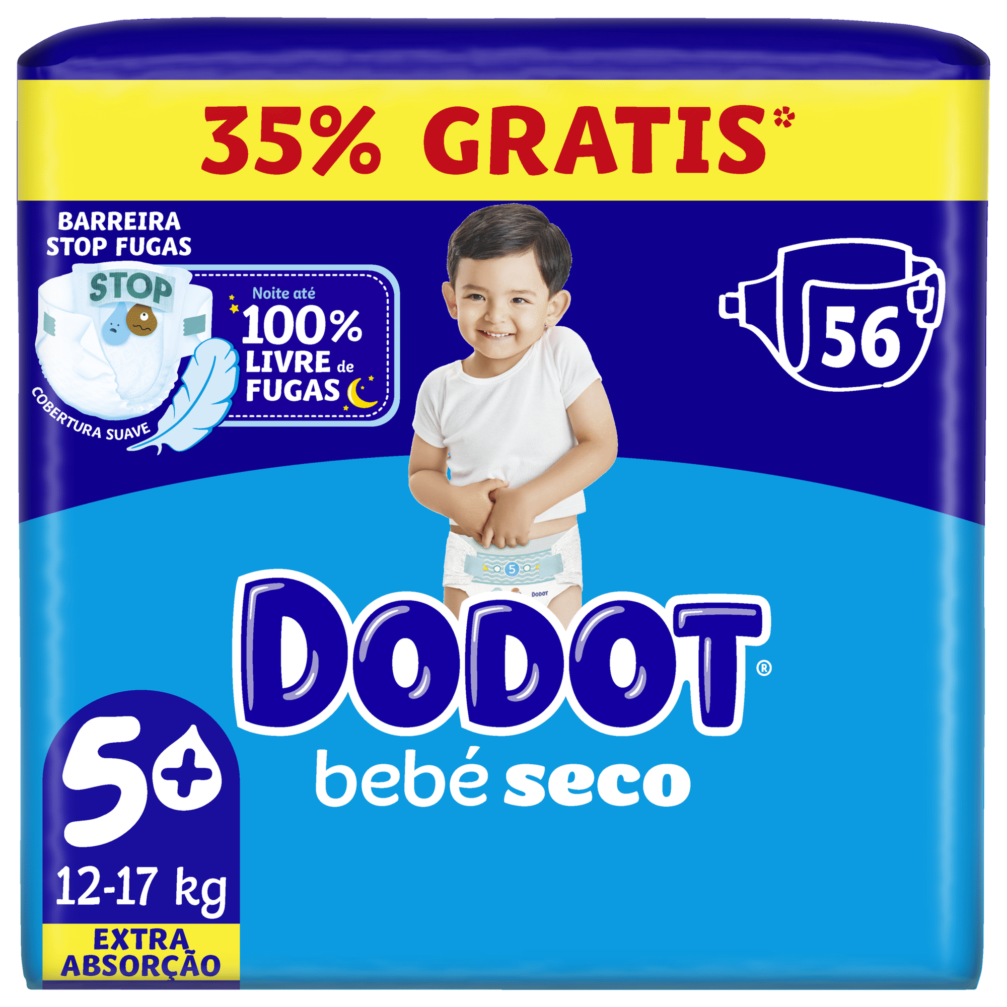 Fraldas Beb&eacute; Seco Extra 12-17kg T5+ Dodot