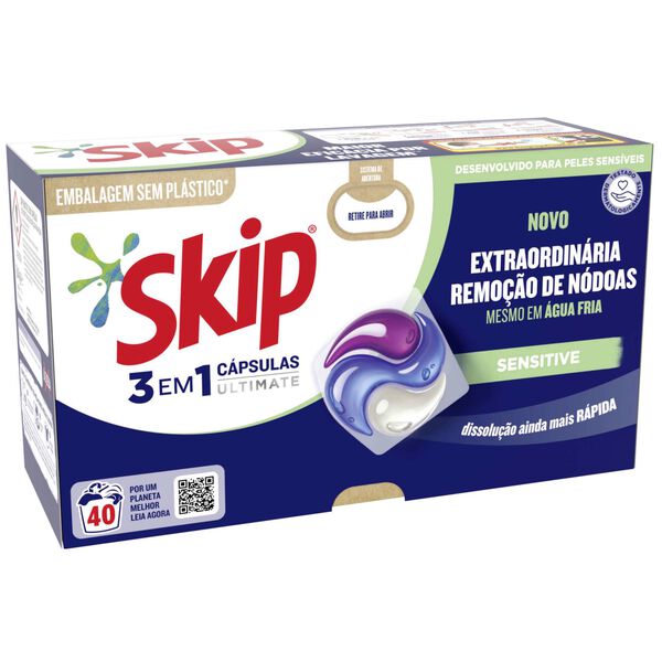 Detergente Máquina Roupa Cápsulas Ultimate Sensitive Skip
