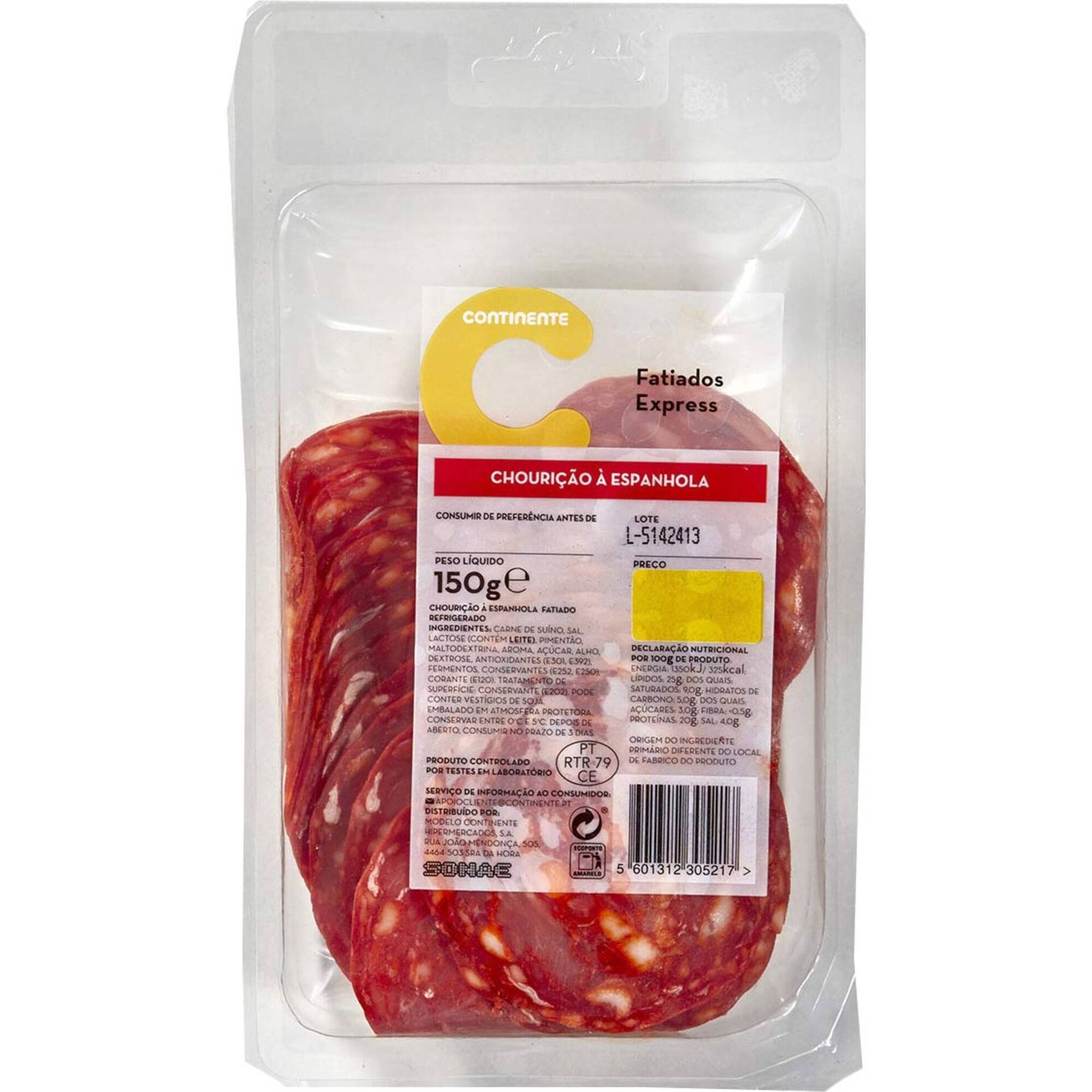 Chourição à Espanhola Express Fatiado Chourição à Espanhola Express Fatiado