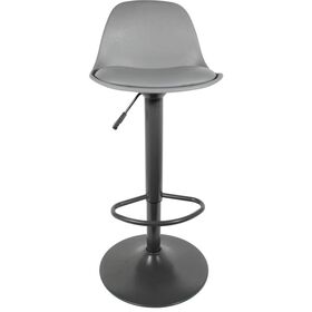Conjunto de 2 Bancos Bar com Assento Acolchoado Cinza Isak