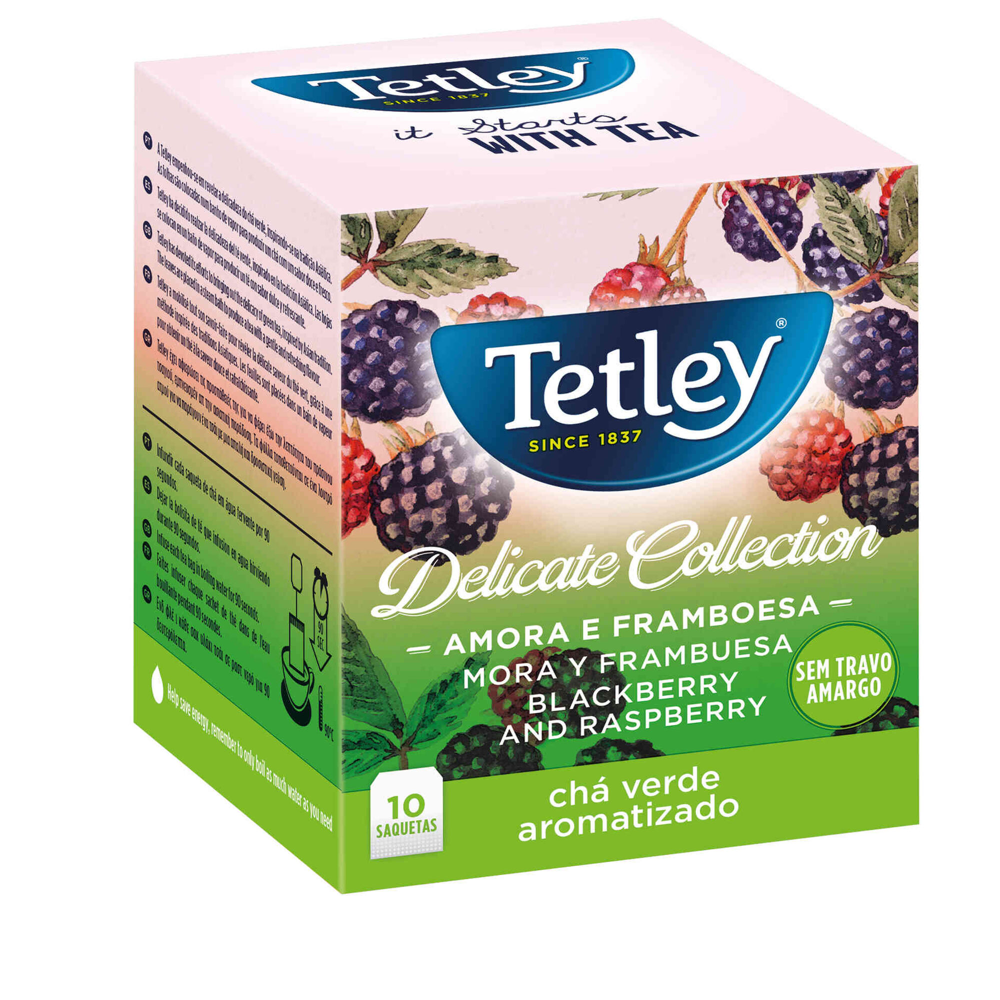 Chá Verde, Suave Amora e Framboesa Saquetas