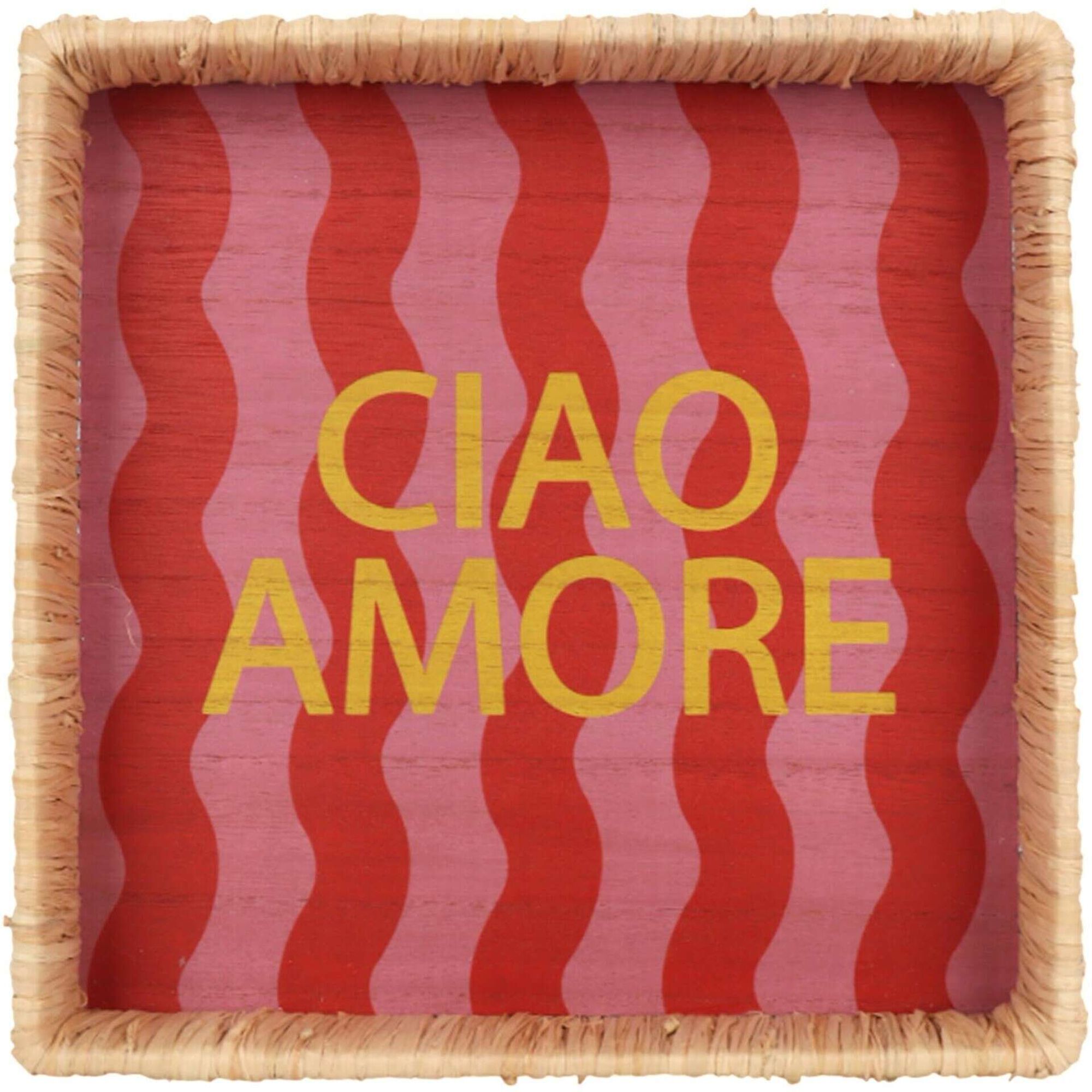 Tabuleiro Ciao Riscas Vermelhas 24x24cm Kasa