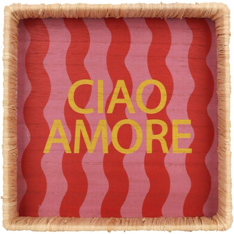 Tabuleiro Ciao Riscas Vermelhas 24x24cm Kasa