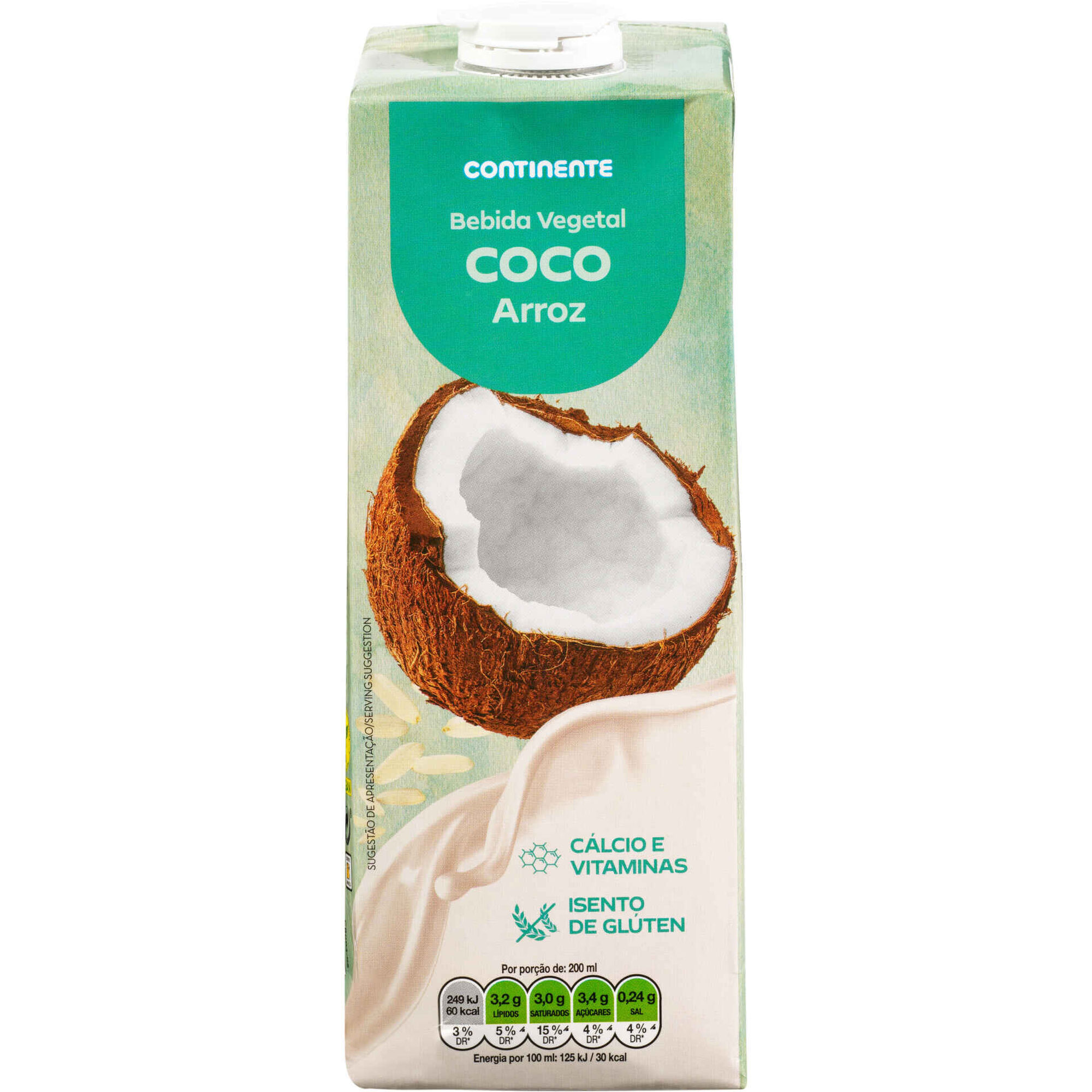 Bebida Vegetal de Coco e Arroz sem Adi&ccedil;&atilde;o de A&ccedil;&uacute;car Continente