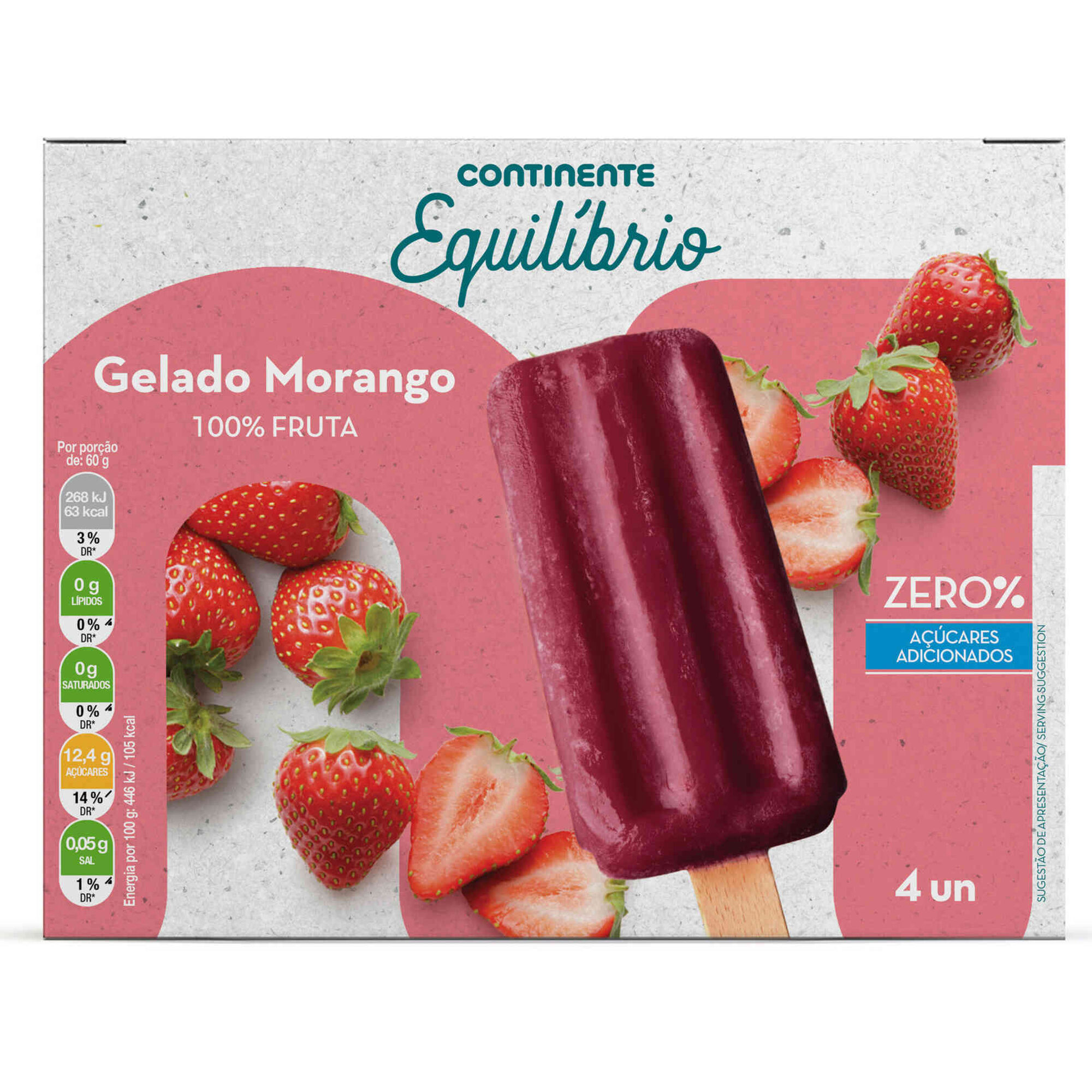 Gelado Morango 100% Fruta